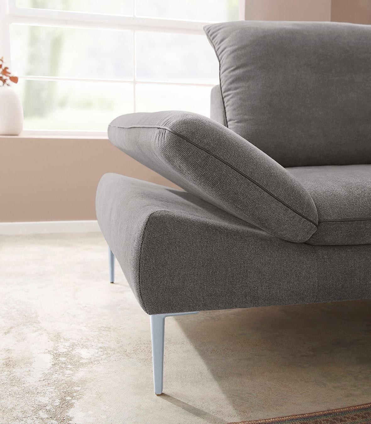W.SCHILLIG Ecksofa »enjoy&MORE, mit tollem Sitzkomfort, elegant und bequem, L-Form«, mit Sitztiefenverstellung, Füße silber matt, Breite 294 cm