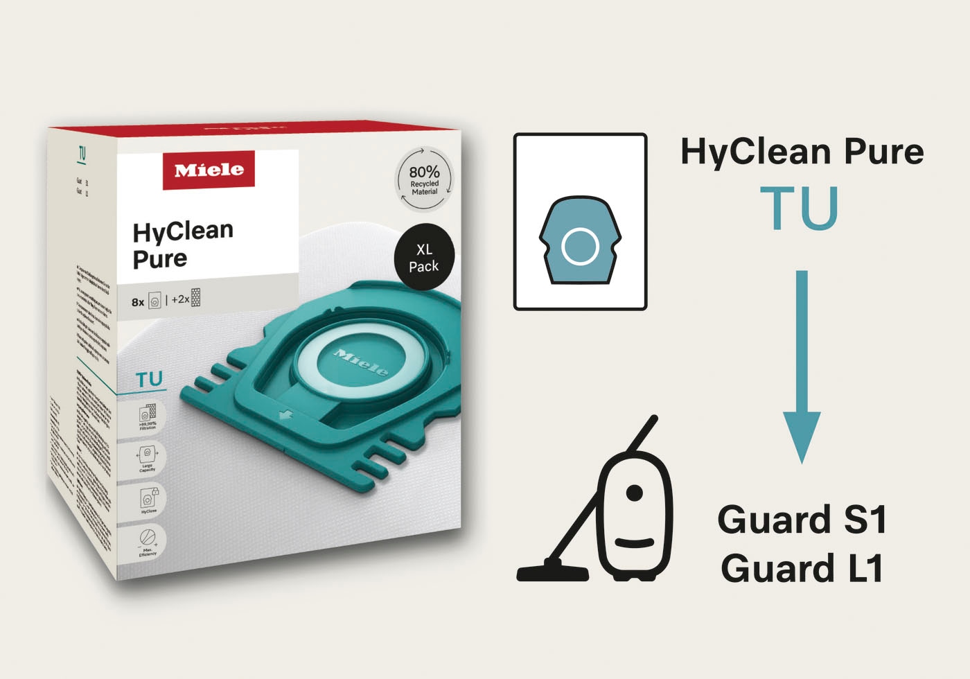 Miele Staubsaugerbeutel »XL-Pack Allergy Staubsaugerbeutel HyClean Pure TU« Miele Original Zubehör