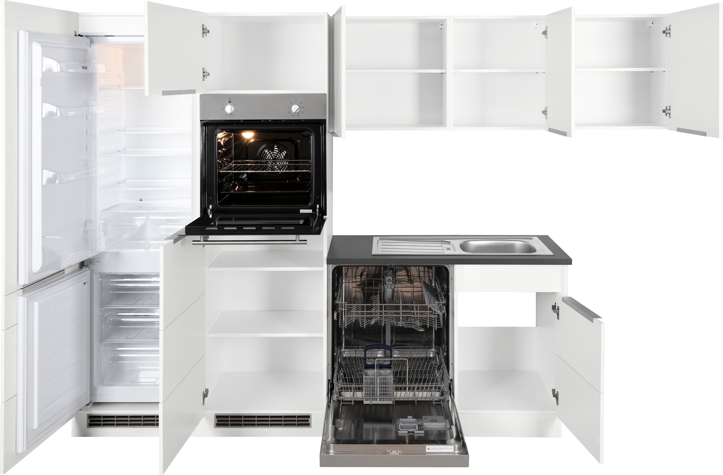 KOCHSTATION Winkelküche »KS-Brindisi Stellbreite 290/170 cm« wahlweise mit E-Geräten und Induktion, mit MDF-Fronten