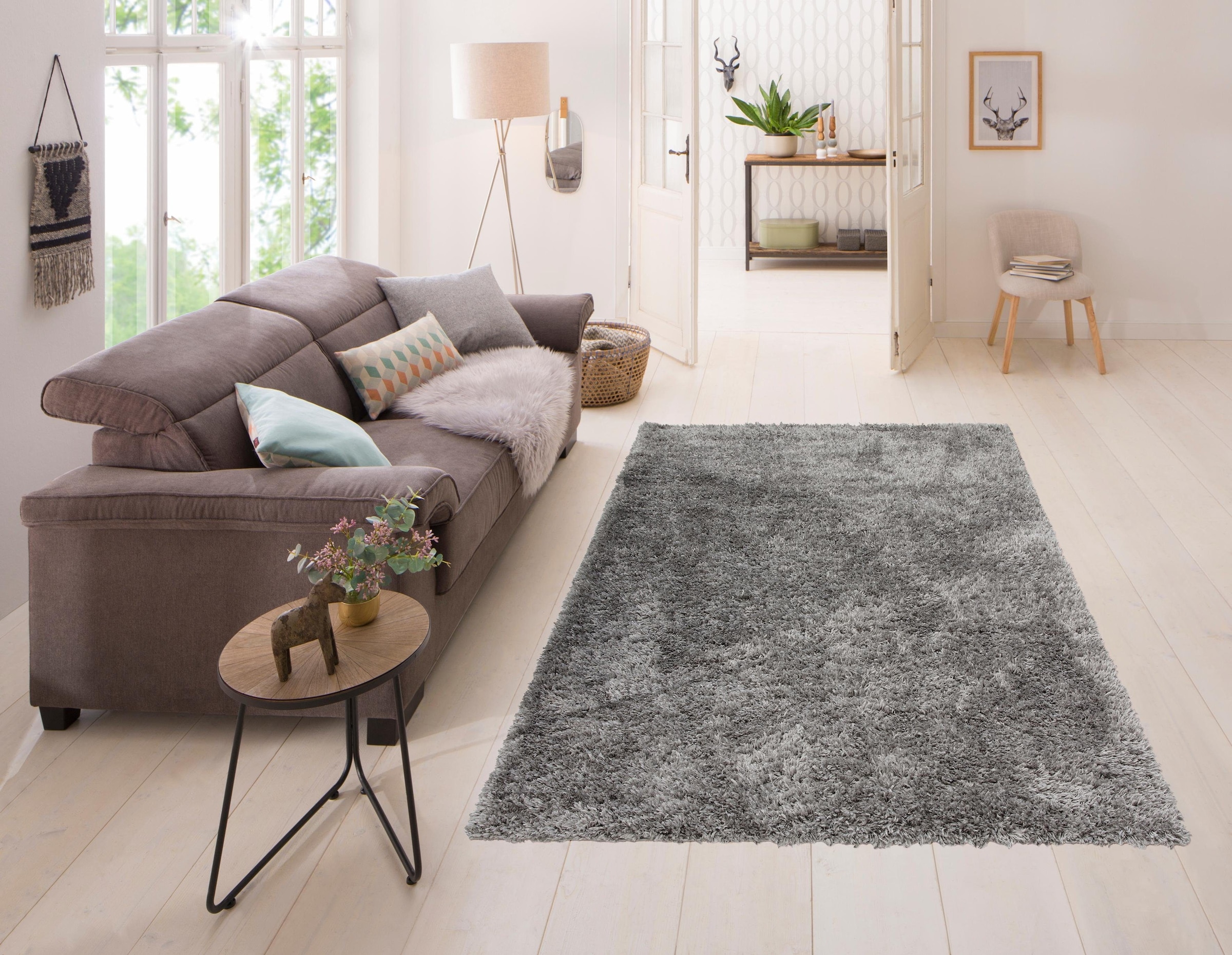 my home Hochflor-Teppich »Boldo«, rechteckig, besonders weich durch Microfaser, Shaggy Teppich