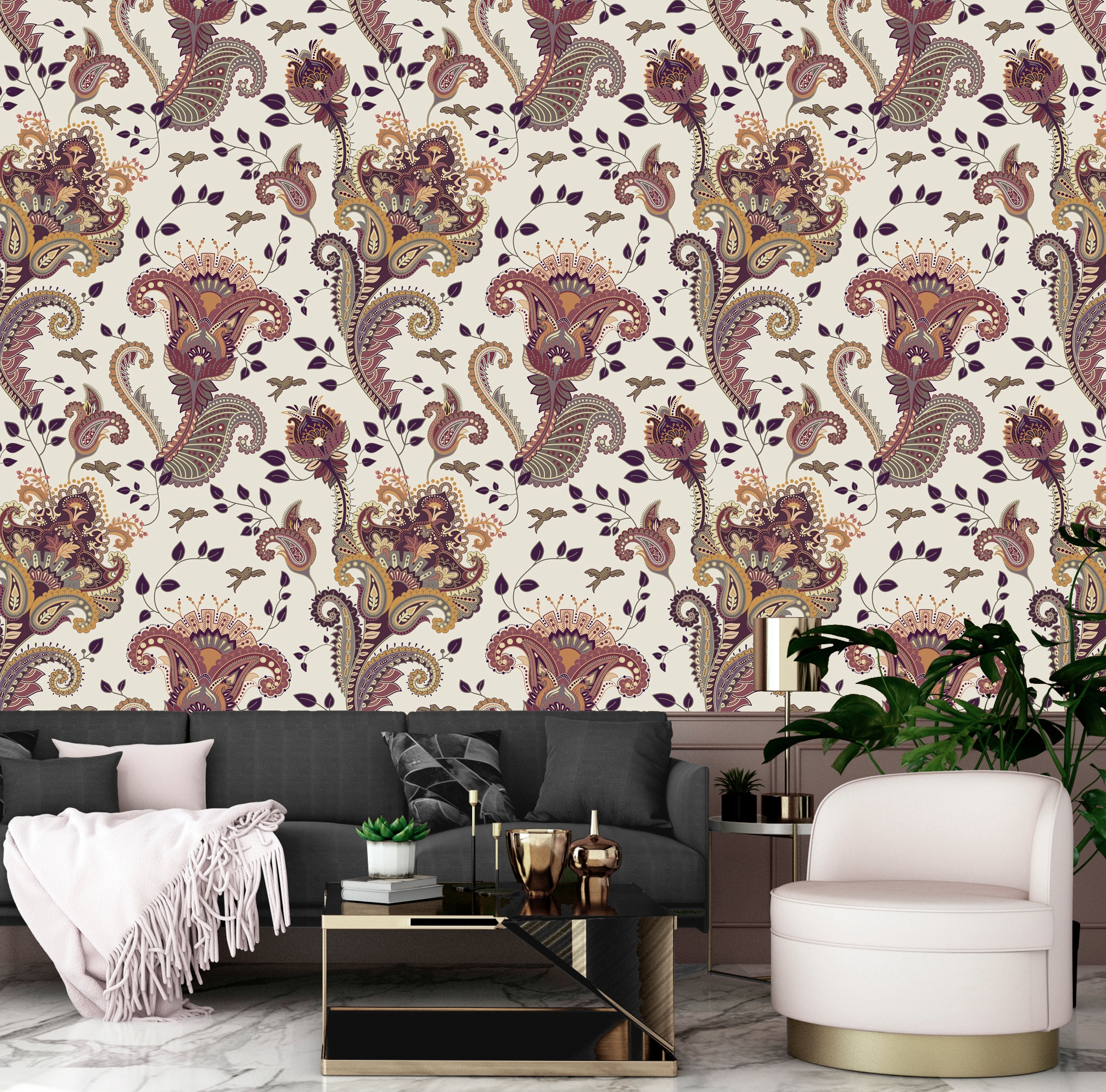 queence Vinyltapete »Carter« Motiv | geblümt | gemustert glatt 90x250cm, selbstklebend, kinderleichte Anbringung, , Sticker