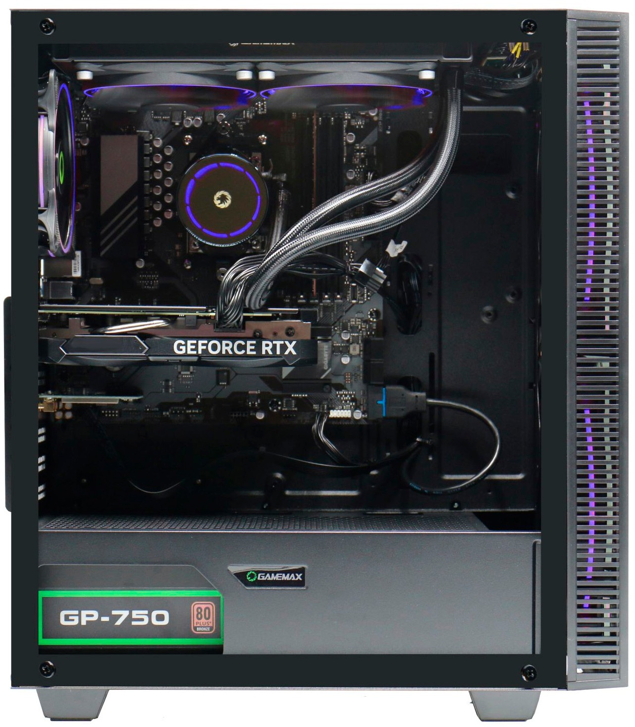 GAMEMAX Gaming-PC-Komplettsystem »MegaDeal Black Hole 2839 AMD Ryzen 5 7500F 32GB DDR5 1TB SSD RTX 5070« 34 ″ AMD Ryzen 5 GeForce RTX? 5070 32 GB RAM 1.000 GB SSD Windows 11, DDR5 RAM + MSI MAG 342CQR E2 Curved Monitor 86cm (34")