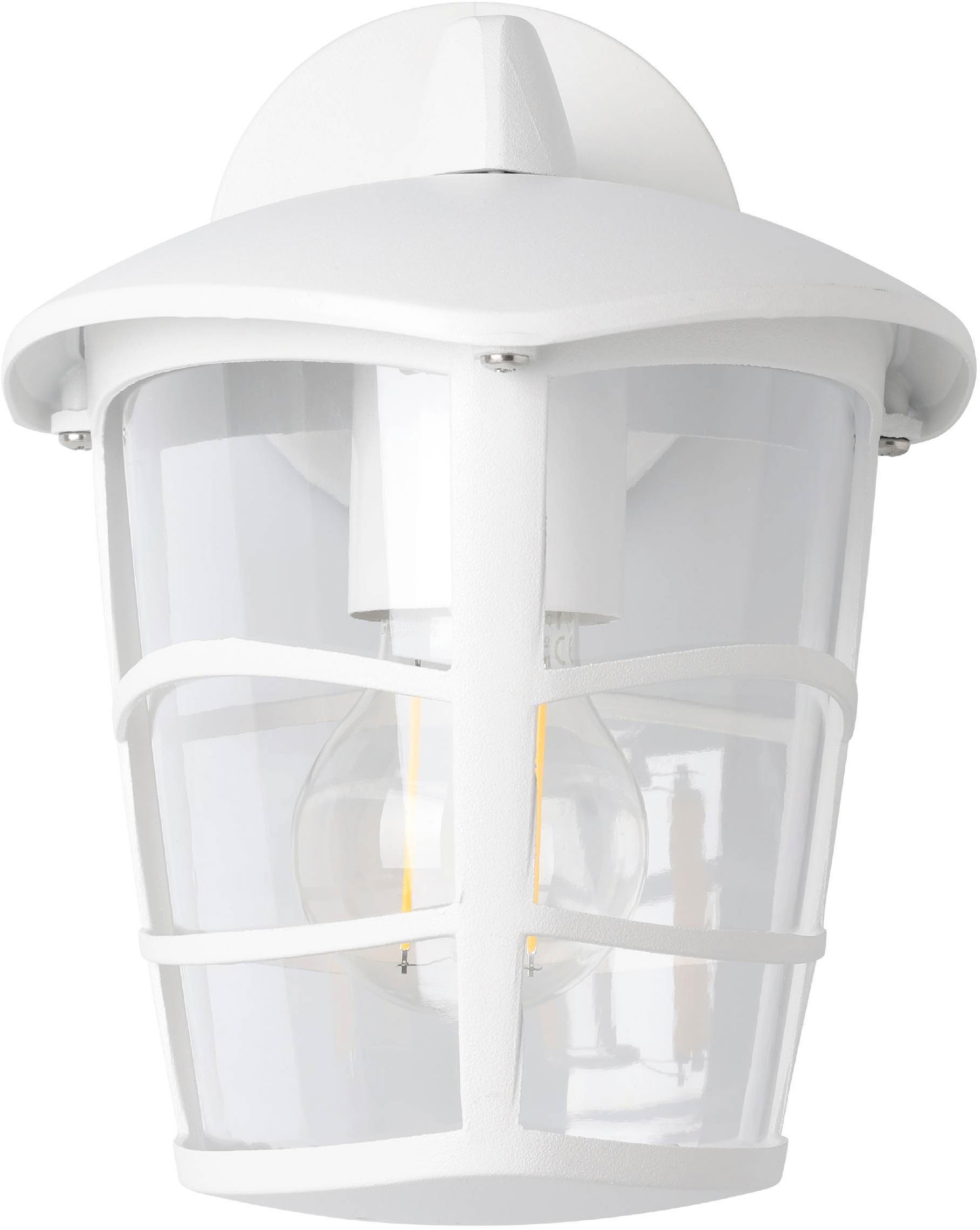 EGLO Wandleuchte »Aloria Außen-Wandlampe, Außenleuchte, Aluguss, Kunststoff, E27, IP44« E27 1 Stk. Wand-/Deckenleuchte - L17 x H22,5 x AL19 cm - weiß - 1X60W exkl.