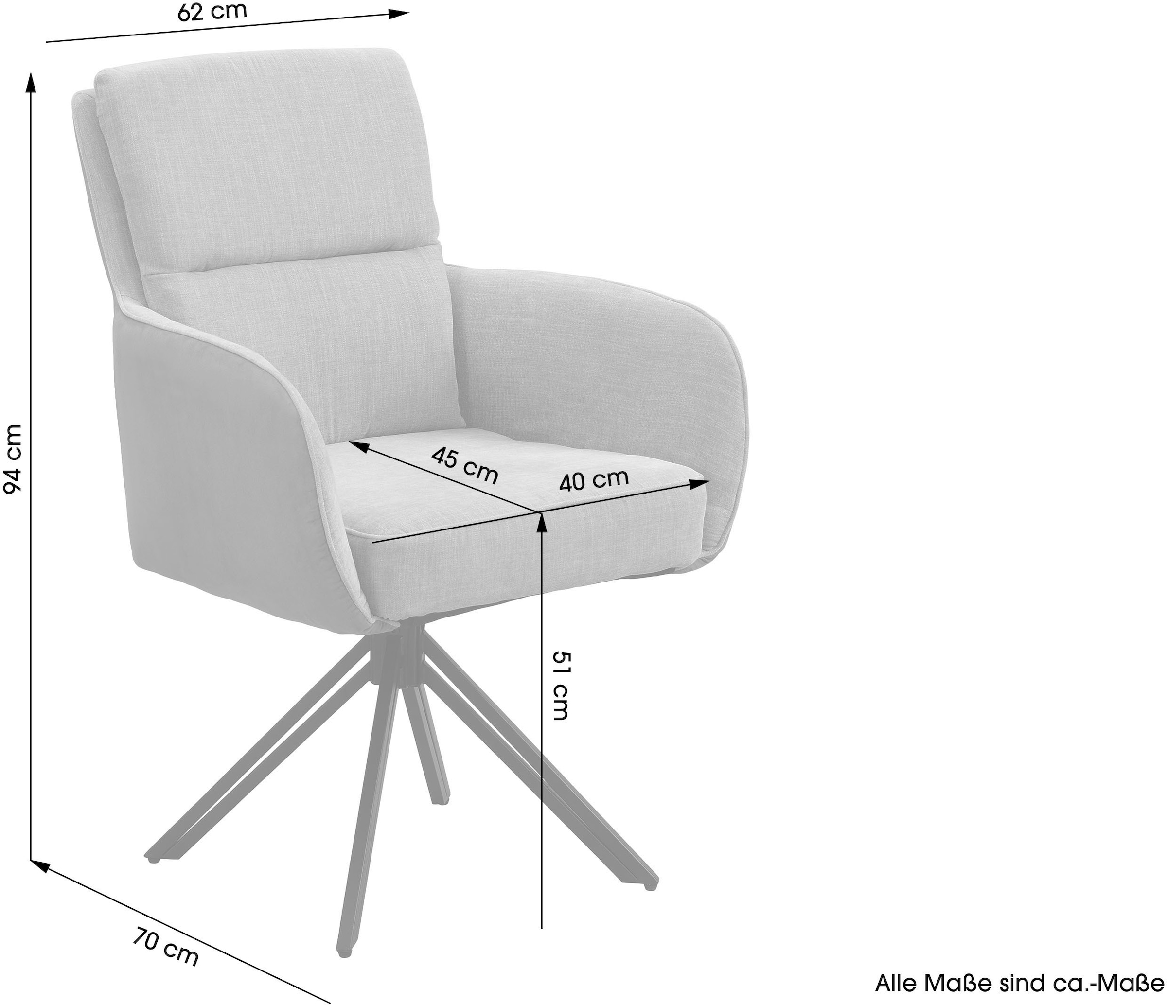 byLIVING Esszimmerstuhl »Tino« (Set) 2 Stk.360 Grad drehbar mit Federkernpolsterung, hochwertige Polsterbezüge