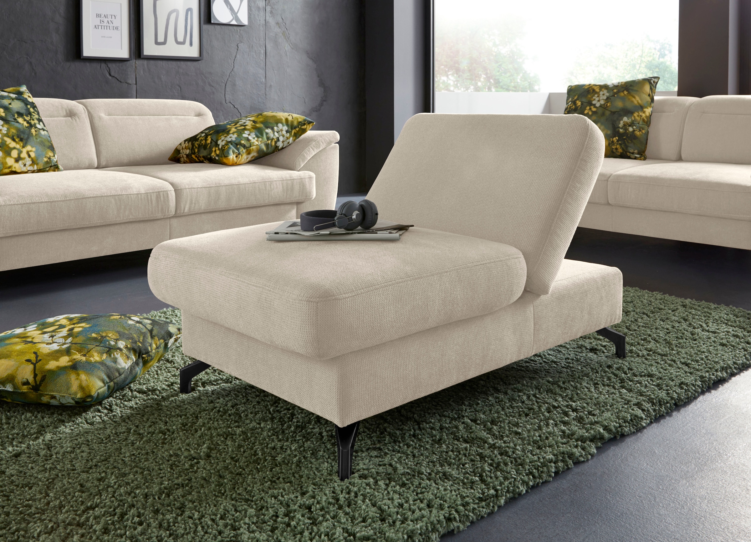 sit&more Hocker »Percy«, Fußhöhe 12 cm, mit Klappfunktion, wahlweise in 2 Fußfarben