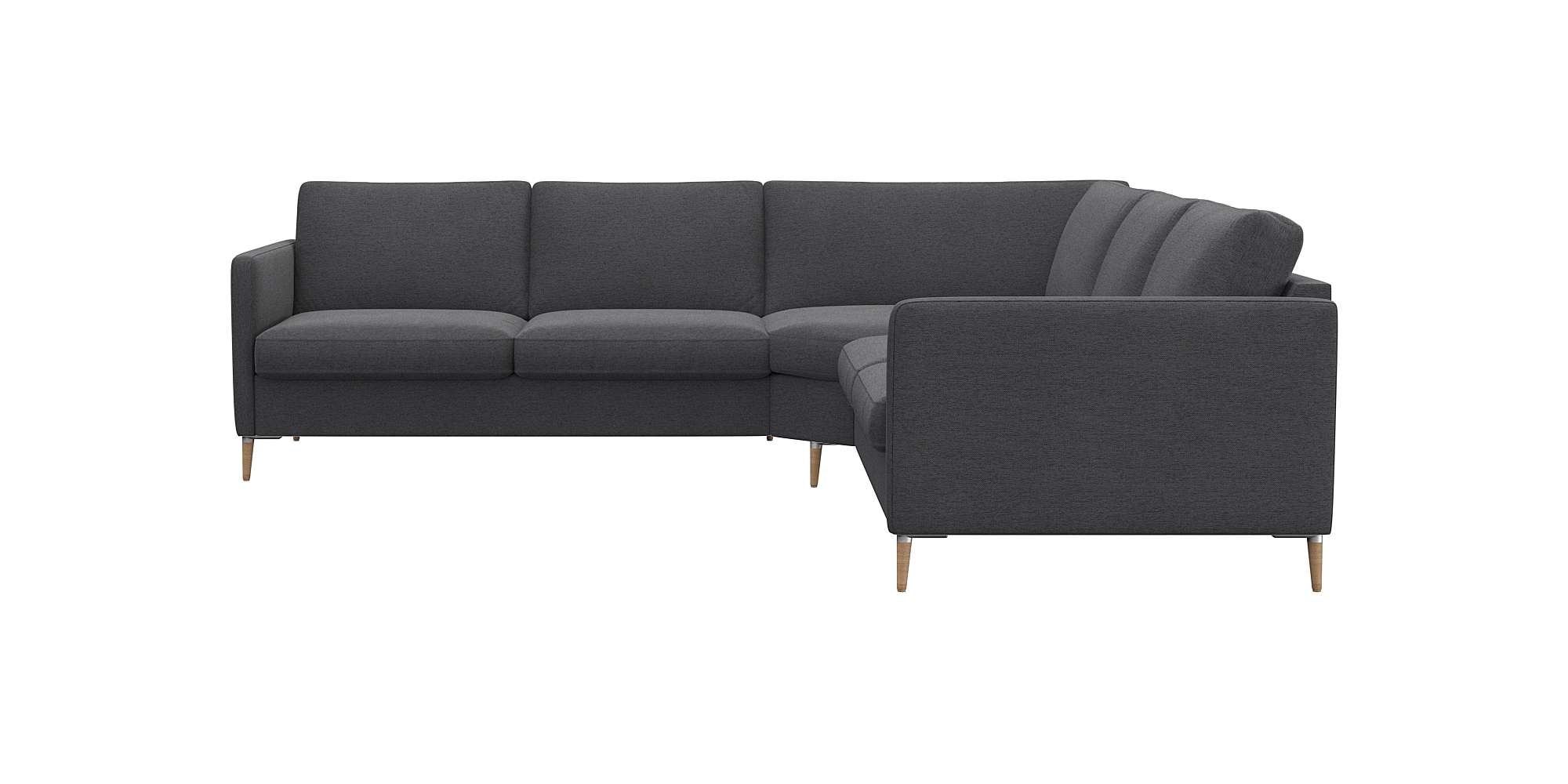FLEXLUX Ecksofa »Fiore, gleichschenklig, bequem durch hochwertigem Sitzaufbau« schmale Armlehnen, Kaltschaum, Füße Alu+ Eiche