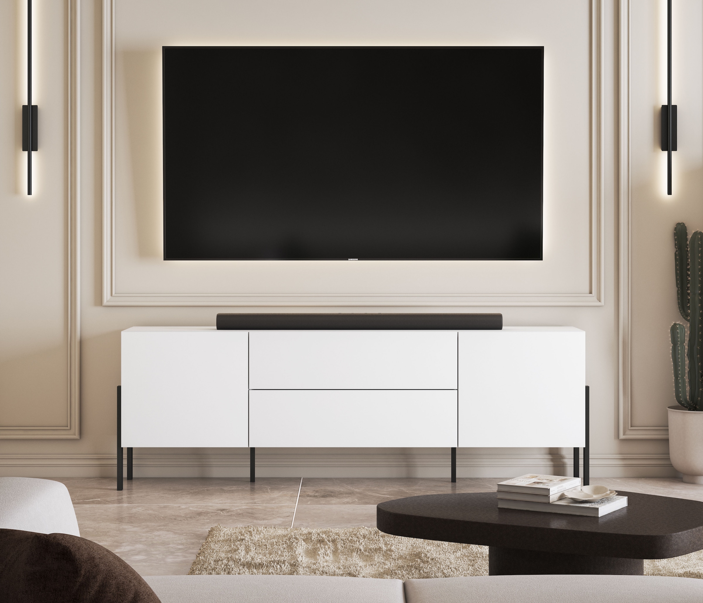 INOSIGN Lowboard »Jukon,Breite 200 cm, moderne grifflose TV-Kommode,2 Türen/2 Schubladen«, TV-Schrank mit viel Stauraum, TV-Board, push-to-open-Funktion