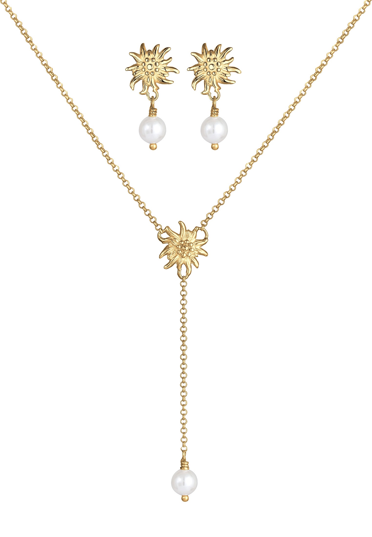 Elli Ohrring und Ketten Set »Schmuckset Elli Schmuckset Tracht Edelweiss Perle  Set 925 Silber« ()