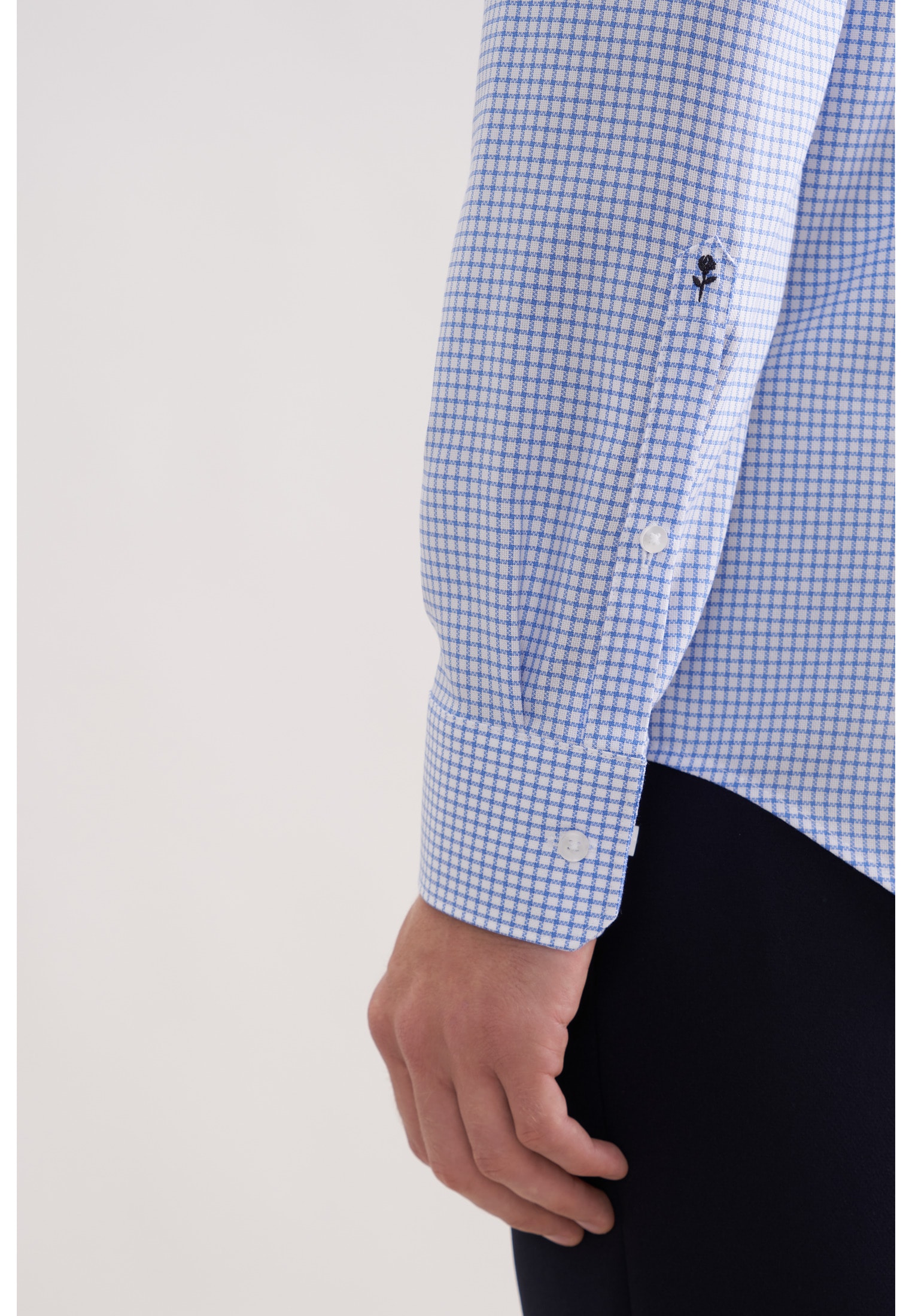 seidensticker Businesshemd »Schwarze Rose« Shaped 1/1 Covered-Button-Down-Kragen Karo