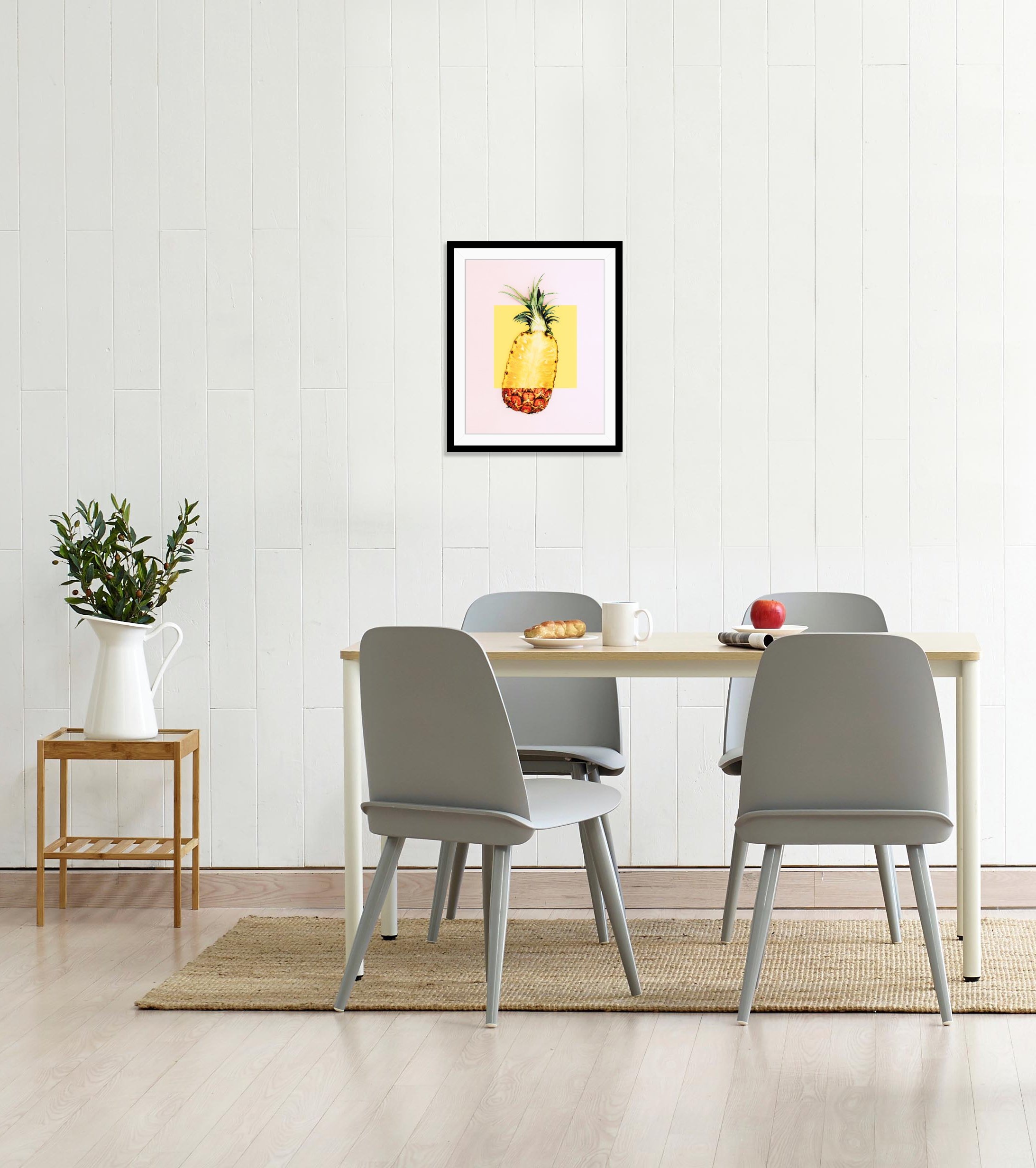 queence Bild »Marcelino«, Obst-Obst Bilder-Kunst-Foto-Ananas-Figuren, HD Premium Poster-Druck inkl. Holzrahmen
