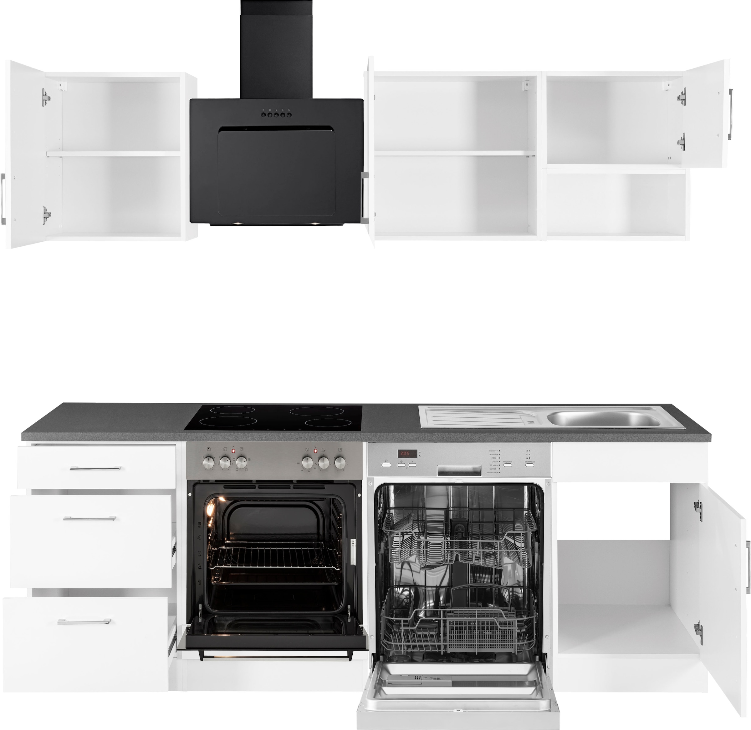 KOCHSTATION Küchenzeile »KS-Haiti« mit E-Geräten, Breite 220 cm