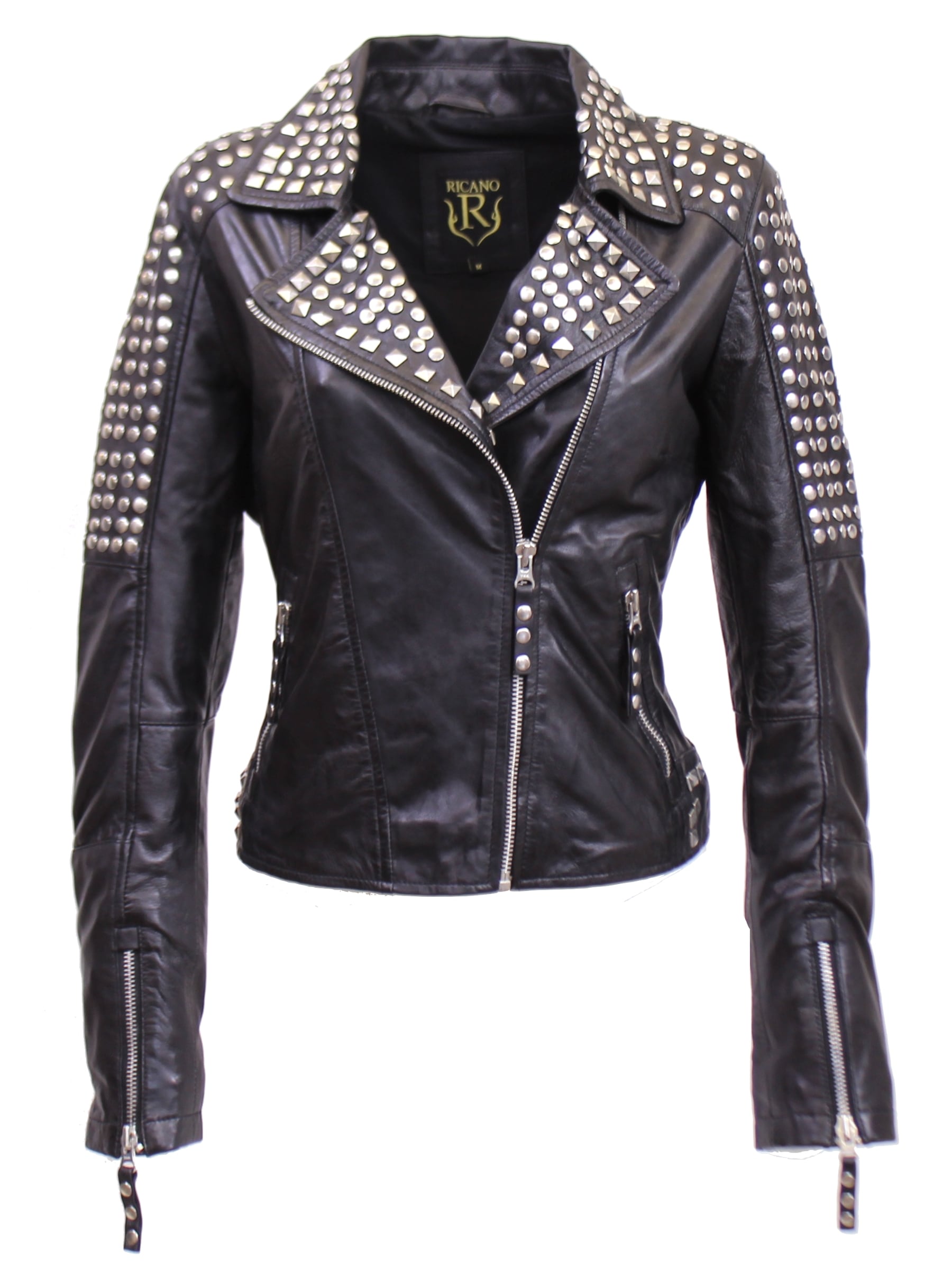 RICANO Bikerjacke »Lederjacke studd« ohne Kapuze Handgefertigt aus echtem Leder