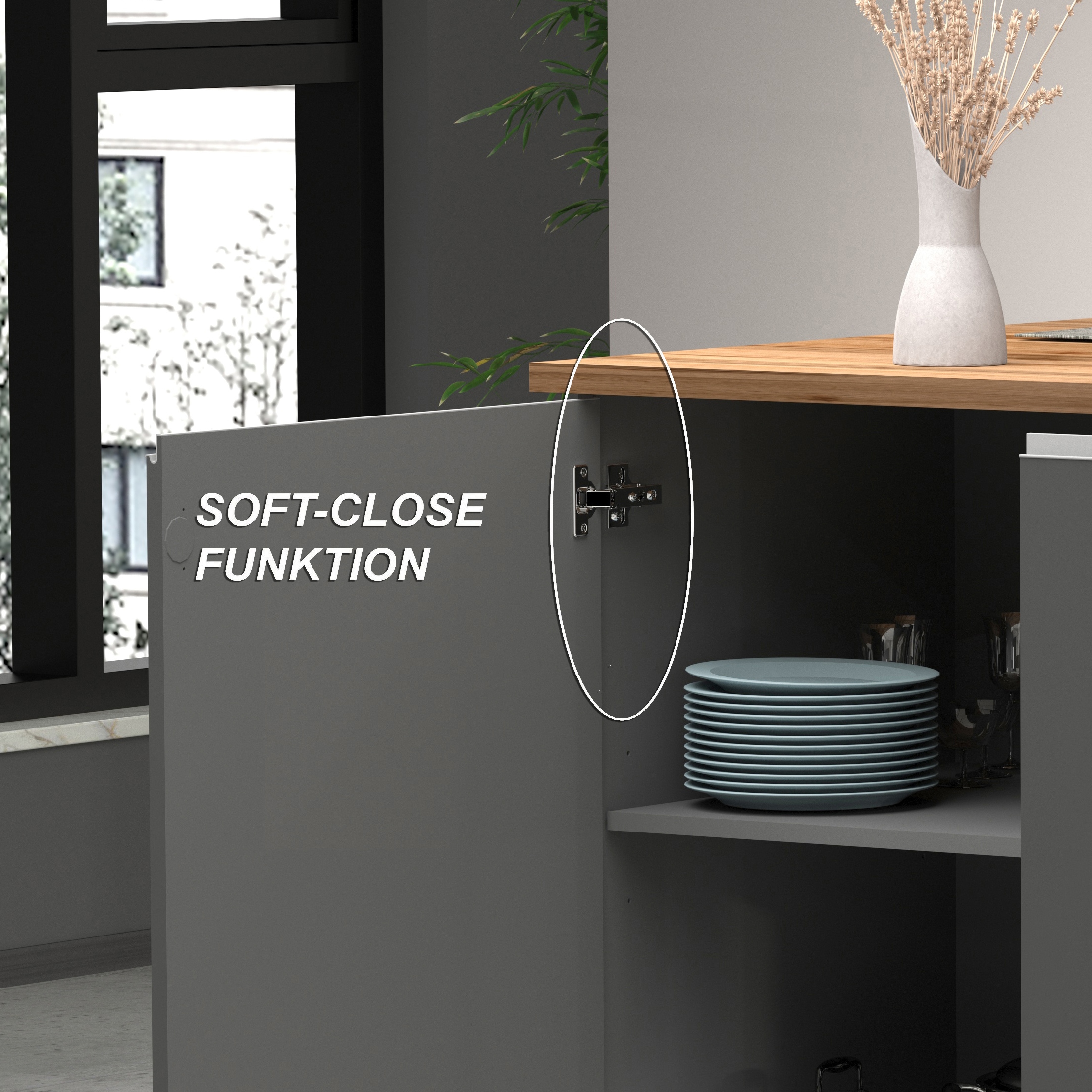 KOCHSTATION Kücheninsel »Sole,Kochinsel,Küchenarbeitsblock,Inselküche,Arbeitsinsel«, Breite 200 cm mit 4 Türen,4 Schubkästen, Aluminiumgriff