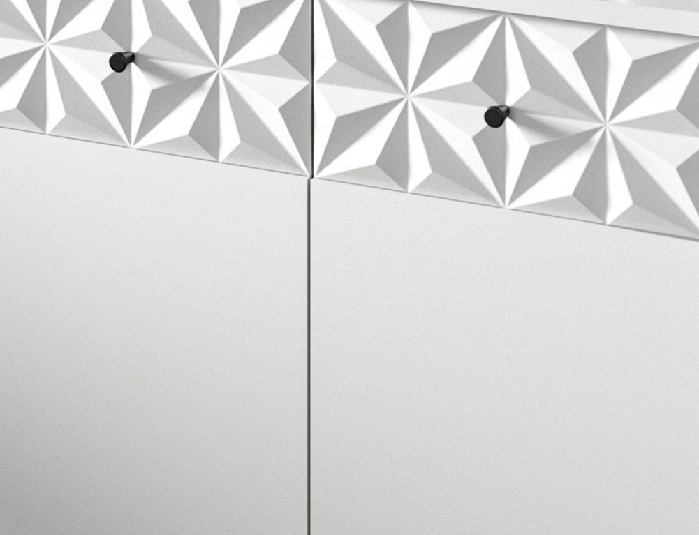 INOSIGN Badezimmer-Set »VICENZA, TOPSELLER!, Breite 145cm, 3-teilig, mit Ornamentabsetzung«, (best. aus: Waschbeckenunterschrank, Spiegelschrank und Unterschrank), Waschbeckenunterschrank, Spiegelschrank und Unterschrank