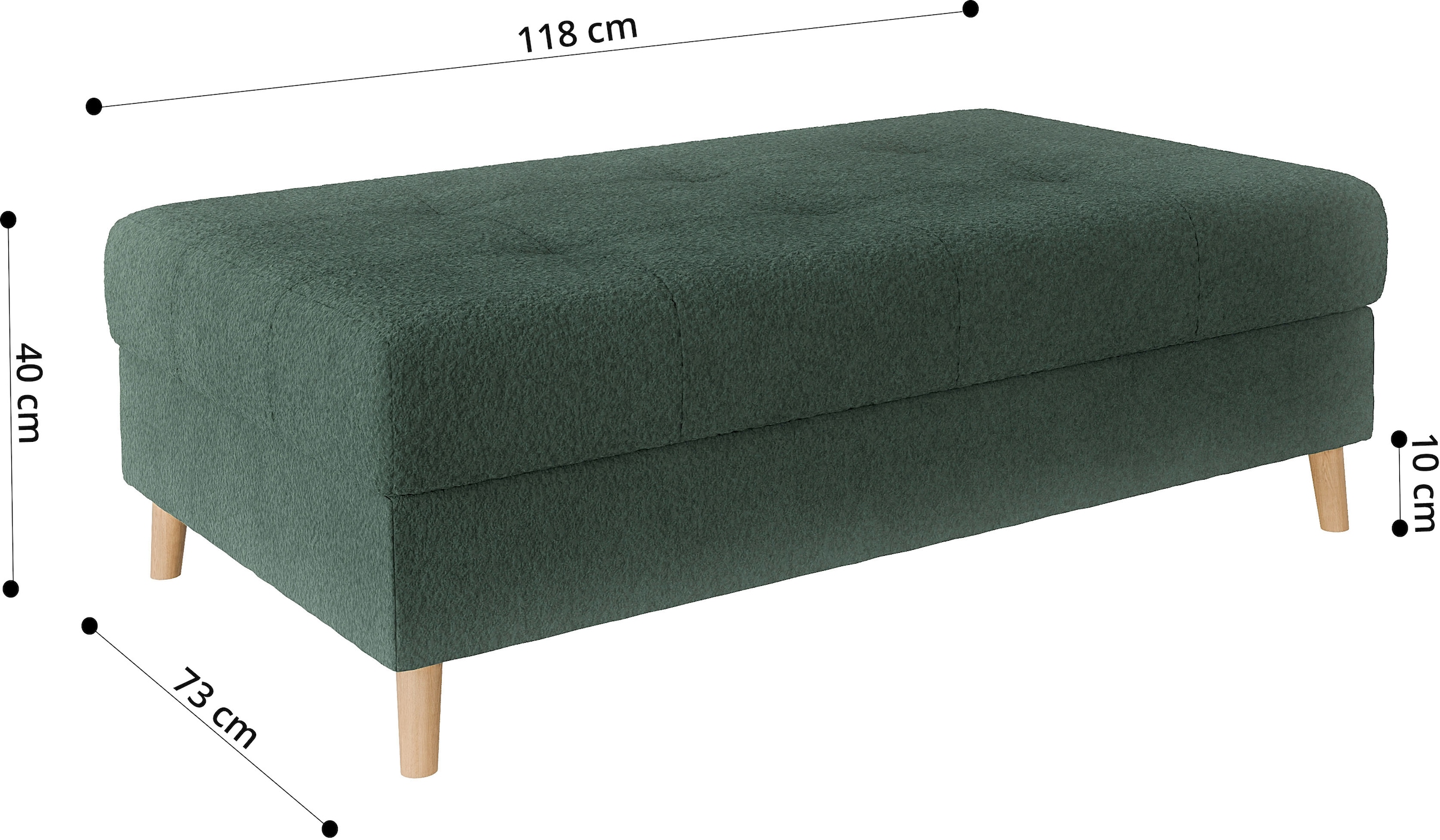 Home affaire Polsterhocker »CHARRE XXL, Steppung im Sitzbereich, Maße: B/T/H: 118/73/40 cm«, passend zur Serie CHARRE, auch in Cord und Bouclé