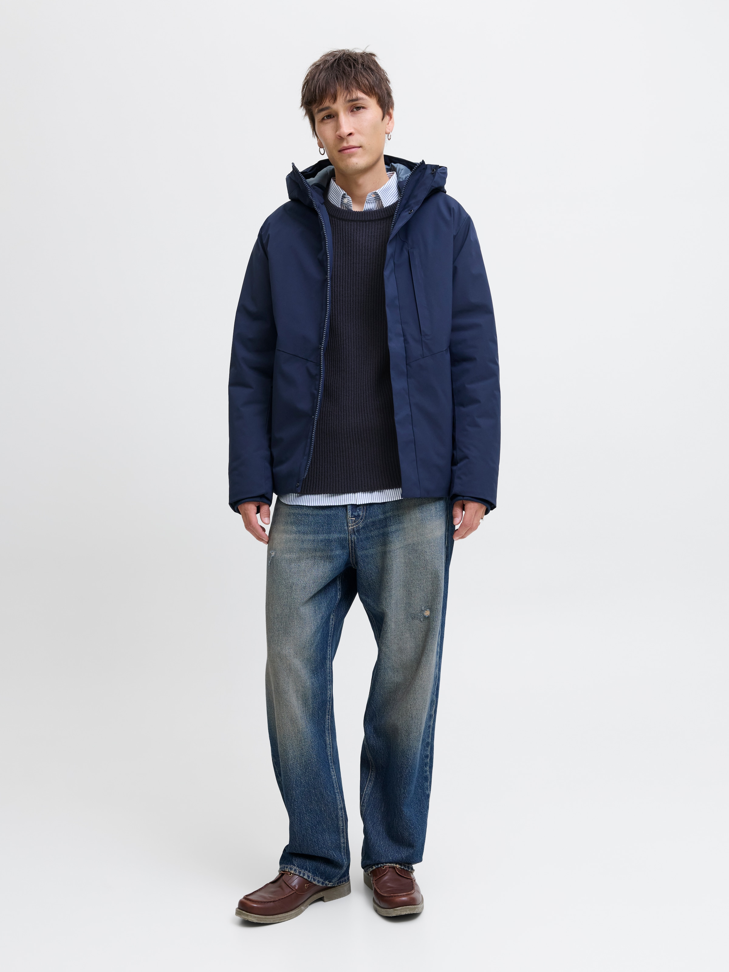 Jack & Jones Rundhalspullover »JJPANNEL KNIT CREW NECK AW25«