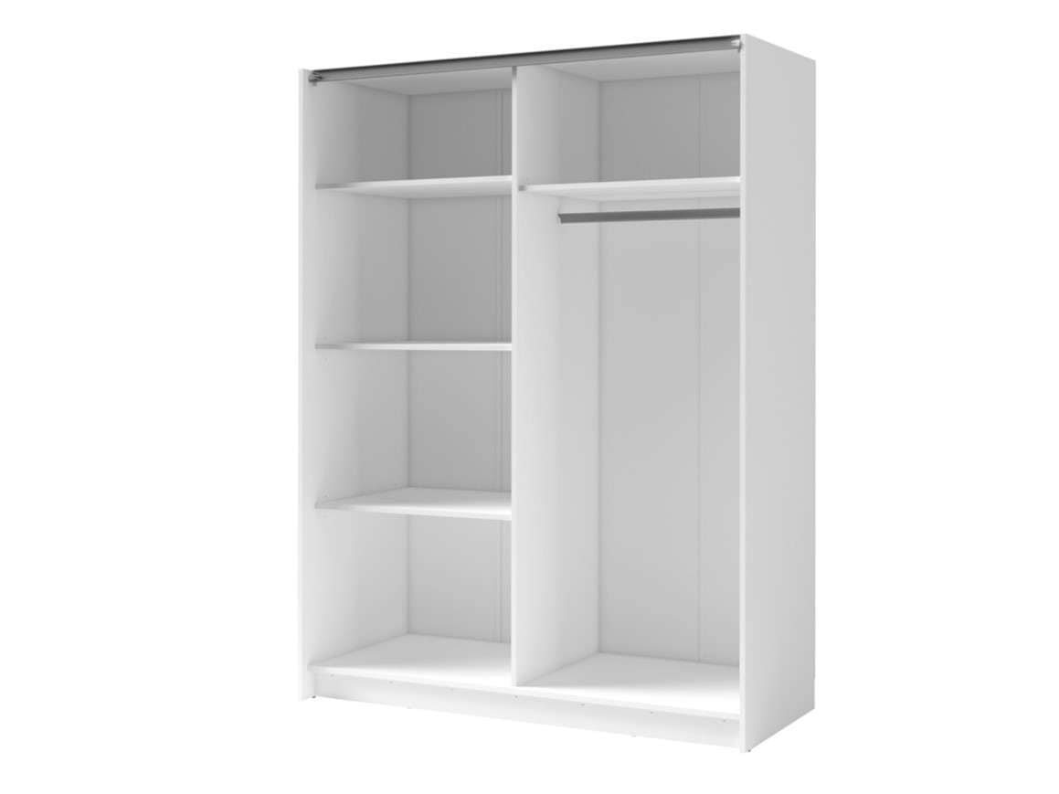 INOSIGN Kleiderschrank »Kleiderschrank Camden mit Spiegel, 4 Einlegeböden und Kleiderstange«, Garderobe mit 2 Schwebetüren und Lamellen, BxHxT 150,5x198,5x61,6 cm