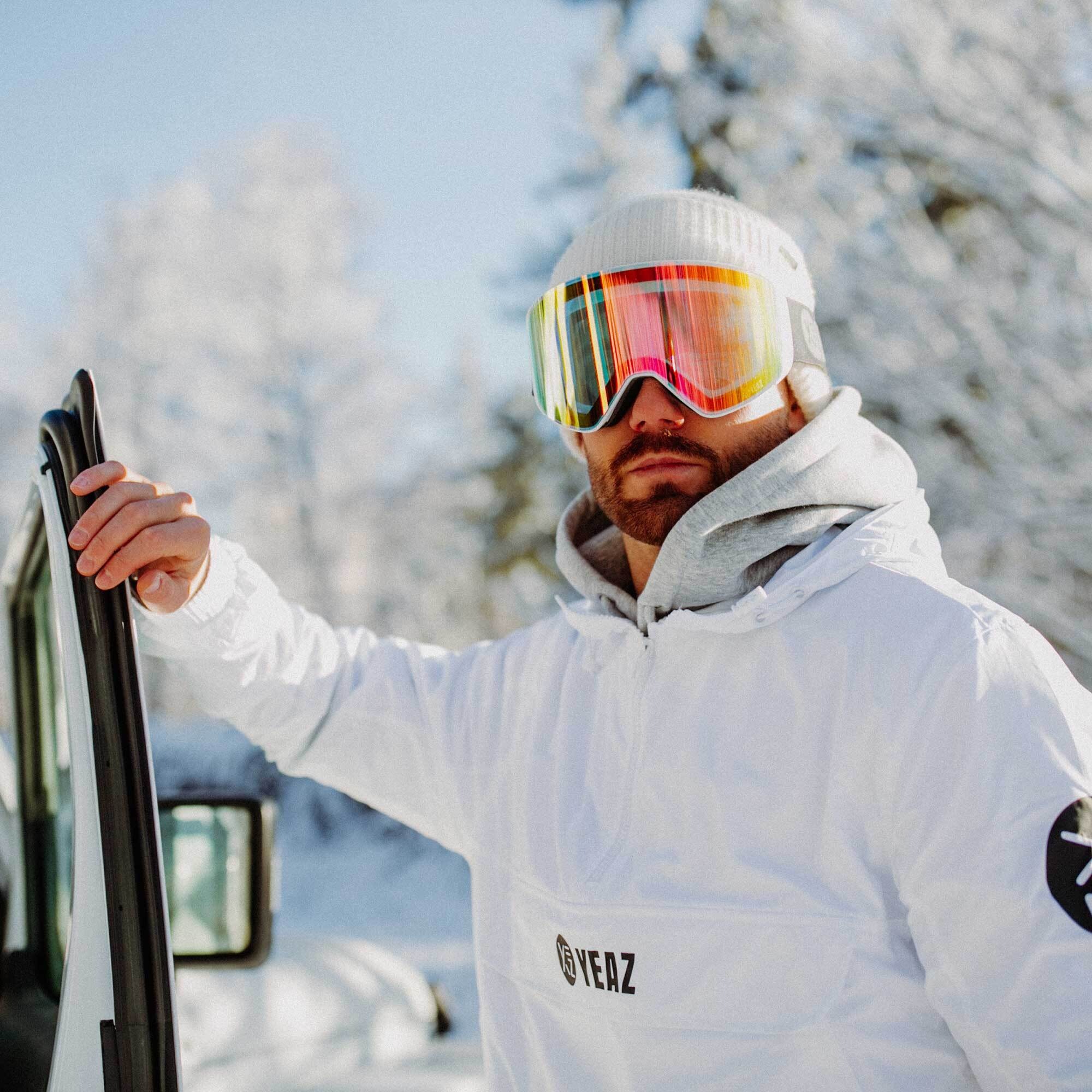 YEAZ Snowboardbrille »Magnet-Ski-Snowboardbrille pink verspiegelt/weiß APEX«