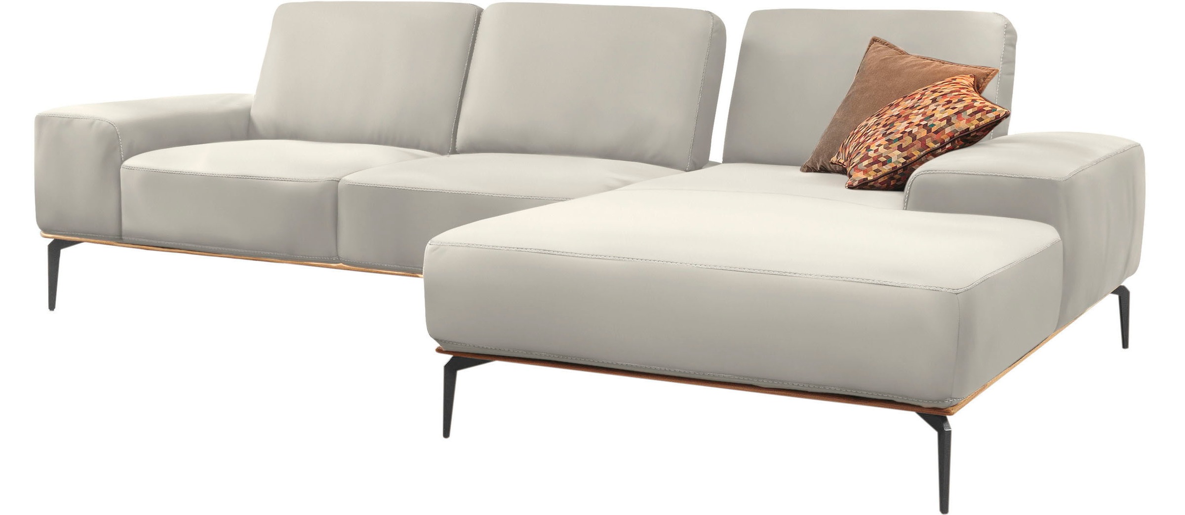W.SCHILLIG Ecksofa »run, Designsofa mit tollem Sitzkomfort, bequem, L-Form«, mit Holzsockel, Füße in Schwarz pulverbeschichtet, Breite 299 cm
