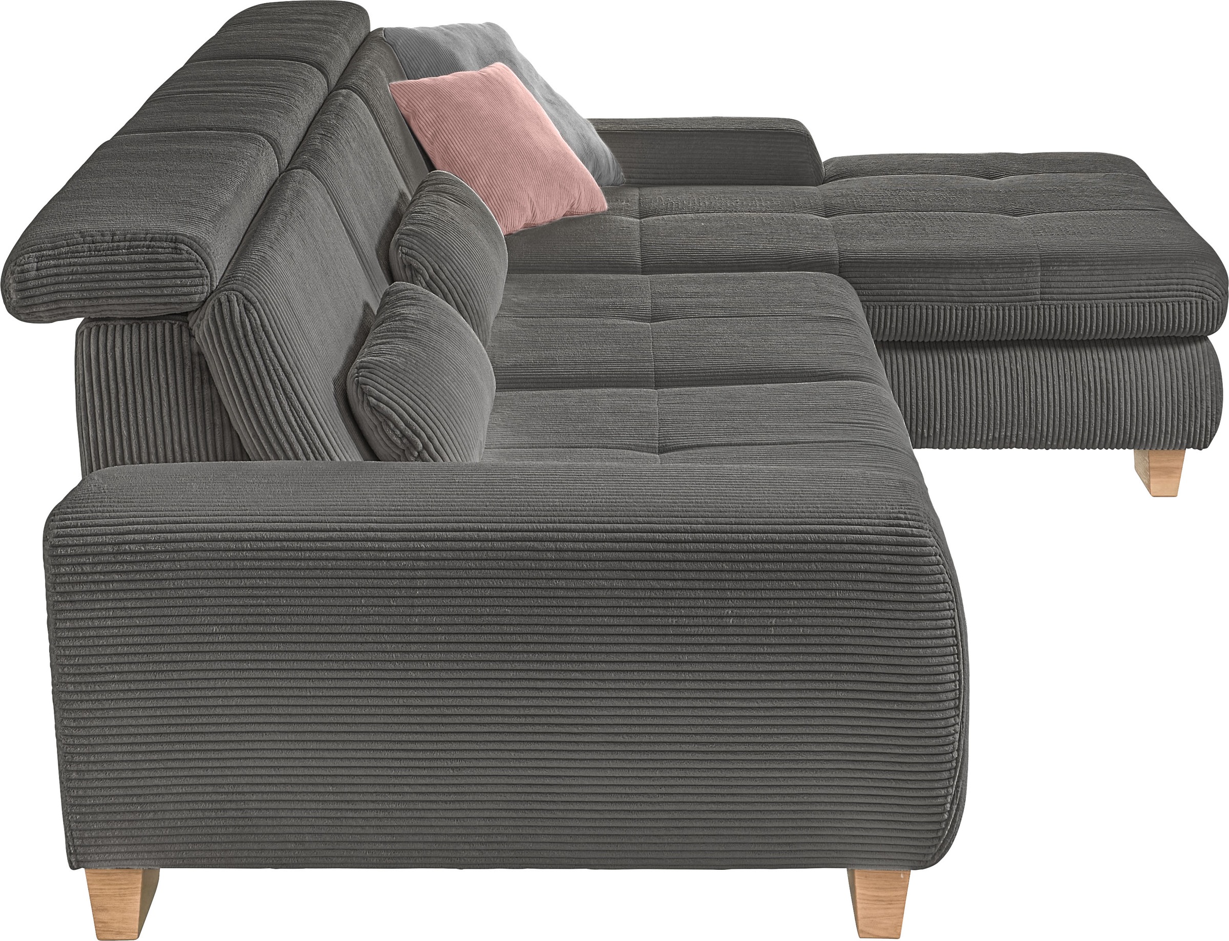 set one by Musterring Ecksofa »SO 3400 Sitzhöhe 47cm oder 49cm, Sitztiefe verstellbar, B/T: 307/195cm«, whlw. mit Funktion, Kaltschaum, in Cord, lind, Sitzhöhe 47