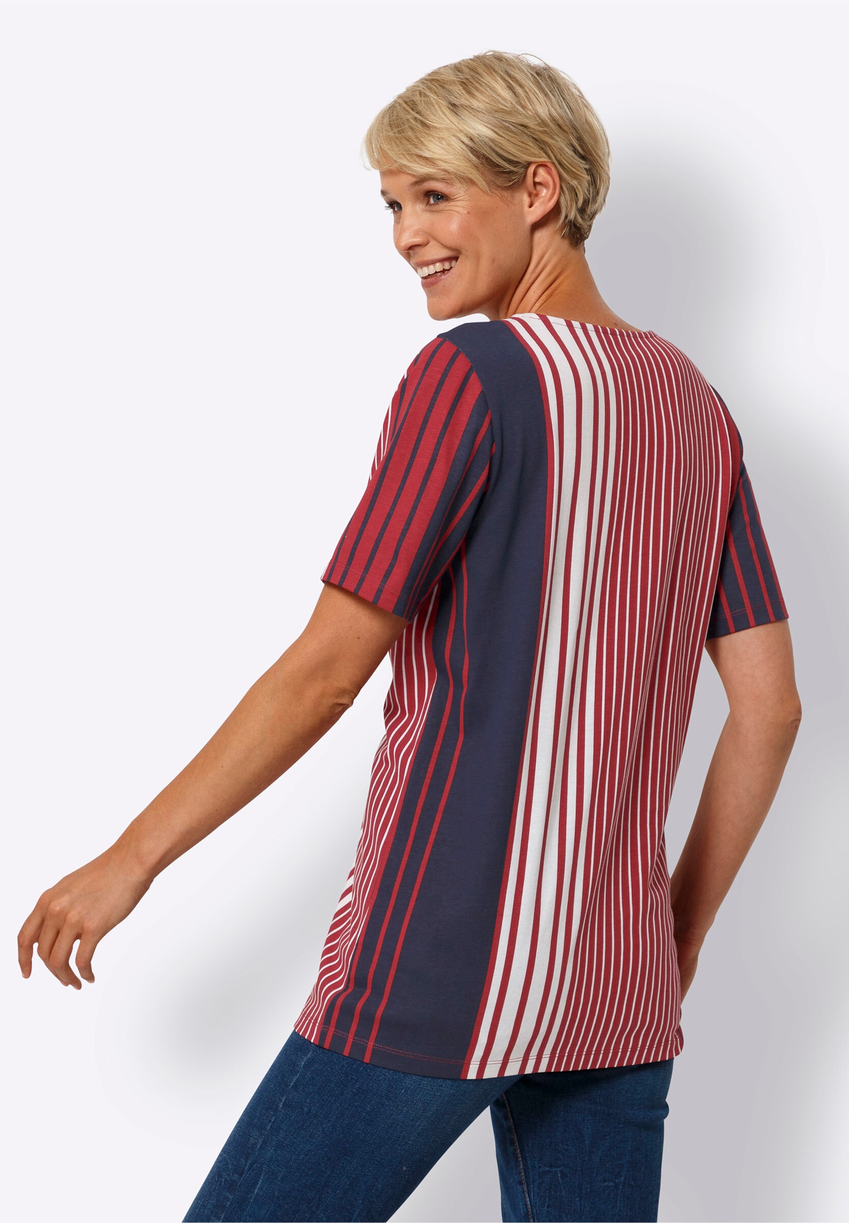 Sieh an! Longshirt »Longshirt Longshirt mit Längsstreifen-Muster«