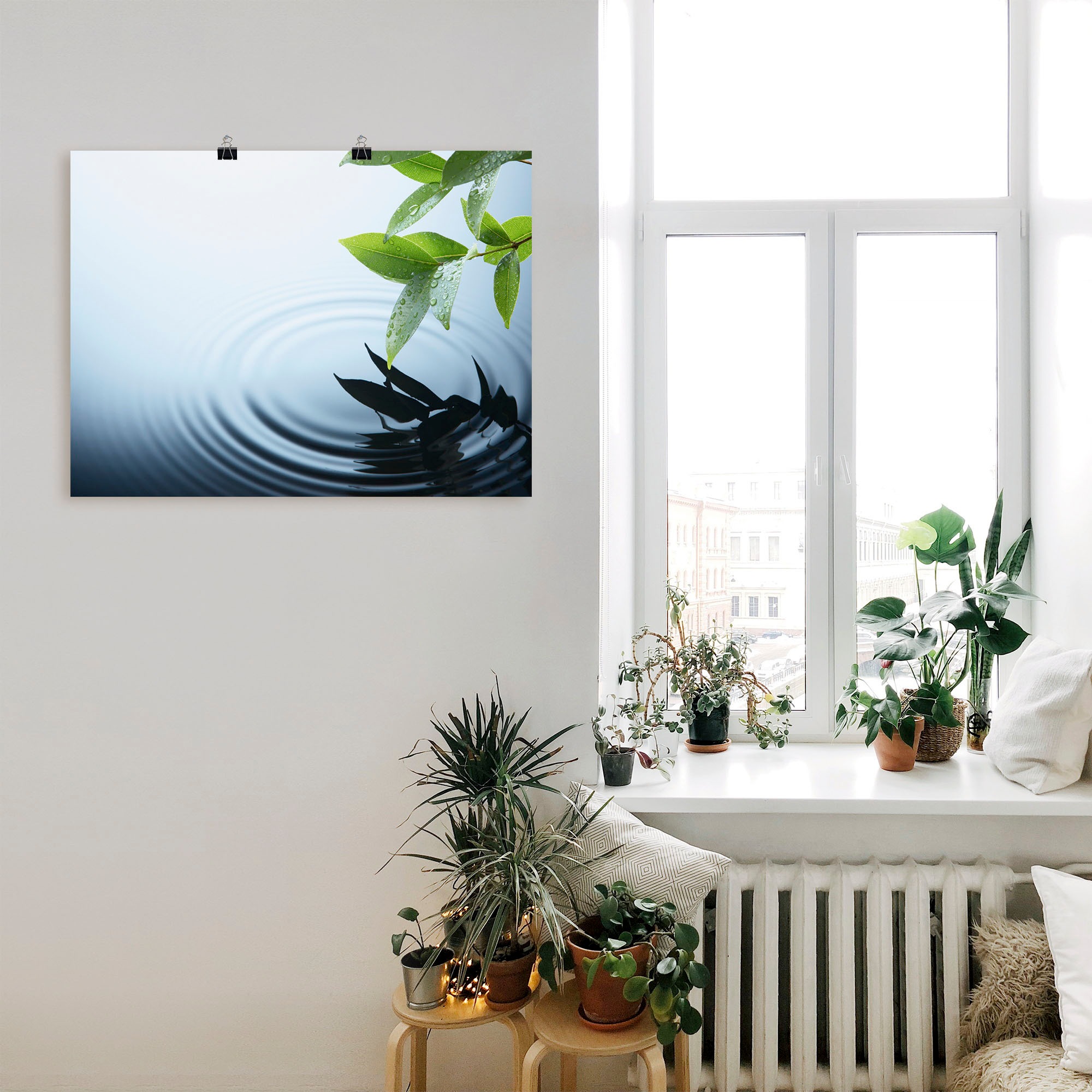 Artland Poster »Pflanze und Wasser«, Zen, (1 St.), als Alubild, Leinwandbild, Wandaufkleber oder Poster in versch. Größen
