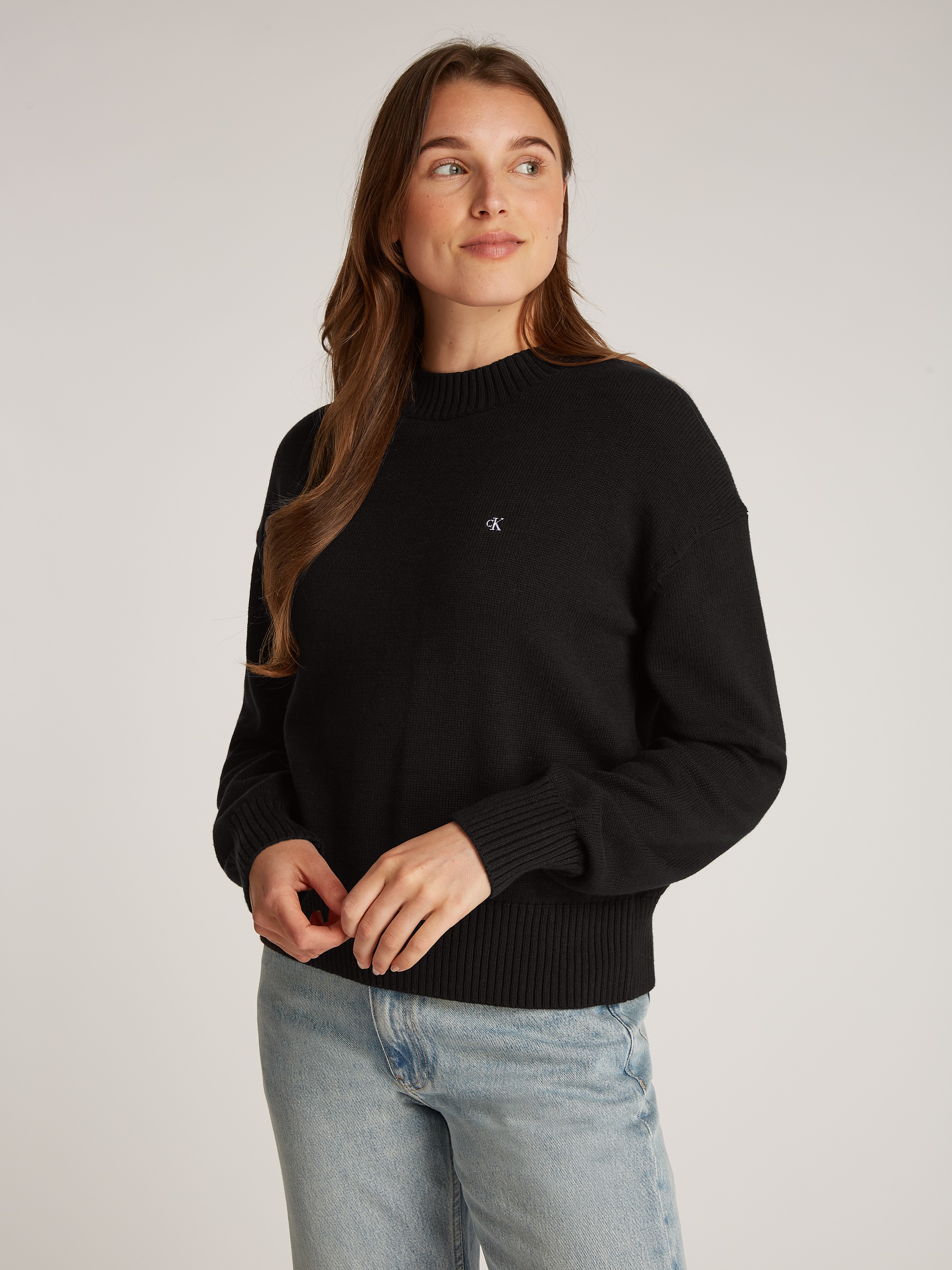 Calvin Klein Jeans Rundhalspullover »MONOGRAM EMBRO CREWNECK SWEATER«, mit Logostickerei