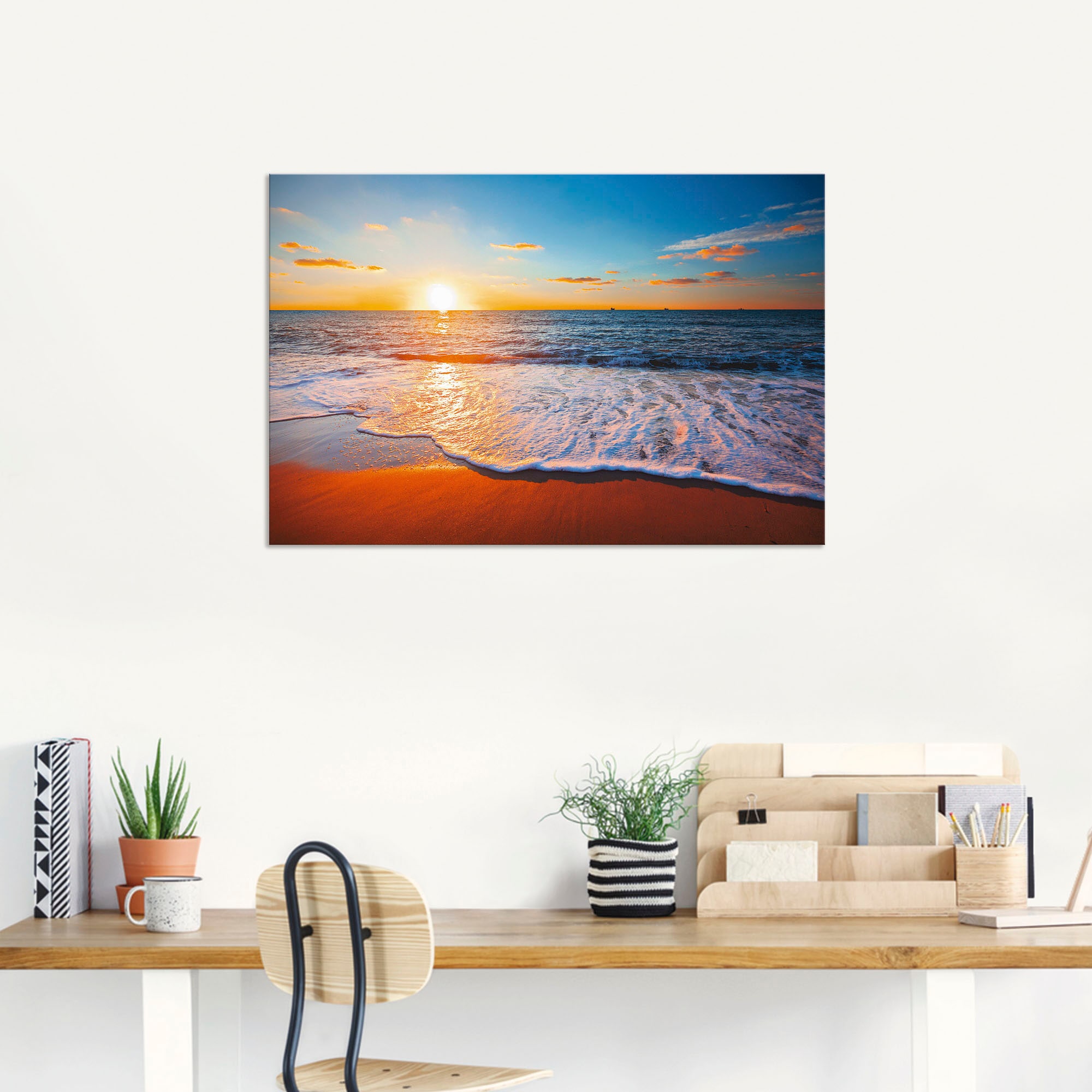 Artland Wandbild »Sonnenuntergang und das Meer«, Strand, (1 St.), als Alubild, Outdoorbild, Leinwandbild, Poster in verschied. Größen