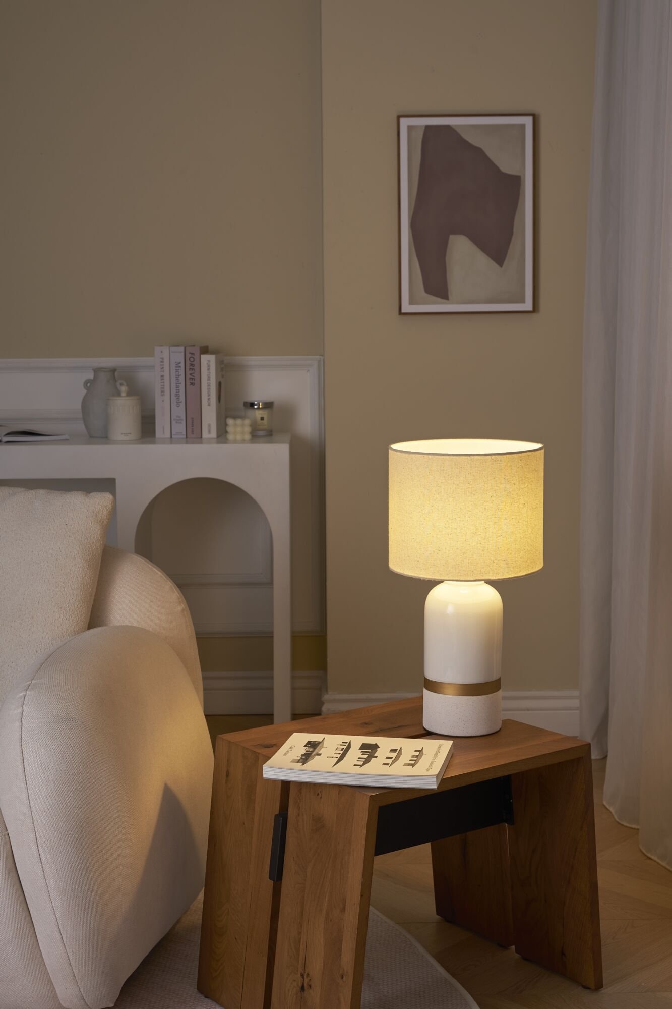 Pauleen Tischleuchte »Glowing Soul max20W Weiß/Beige 230V Stoff/Keramik«, 1 flammig, Leuchtmittel E14 | ohne Leuchtmittel, E14