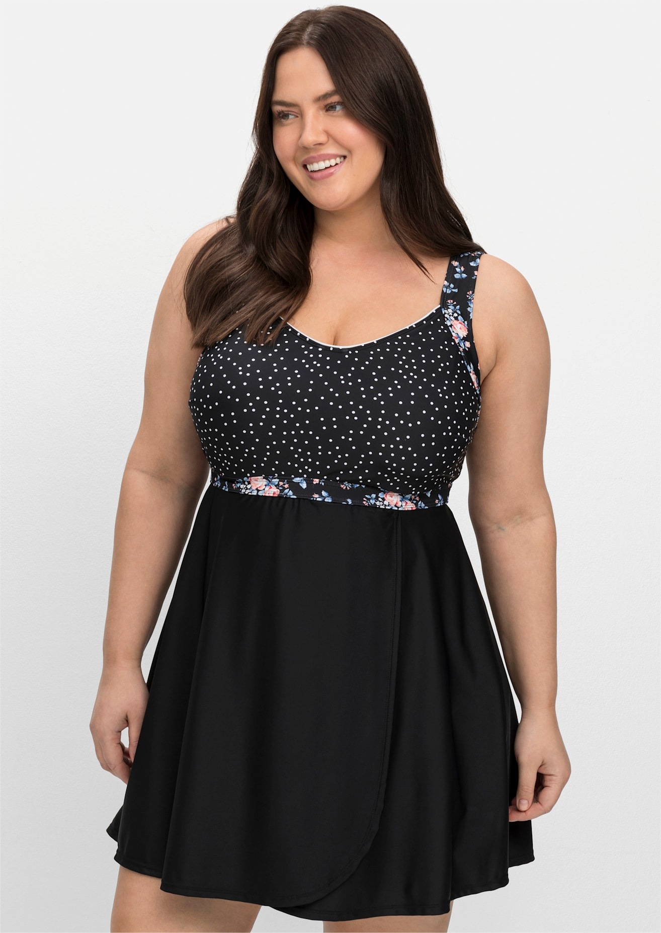 Sheego, Damen, Tankini-Top, schwarz-gepunktet, Cup C, 48 - Cup C, schwarz-gepunktet, Cup B, C, D, E, F