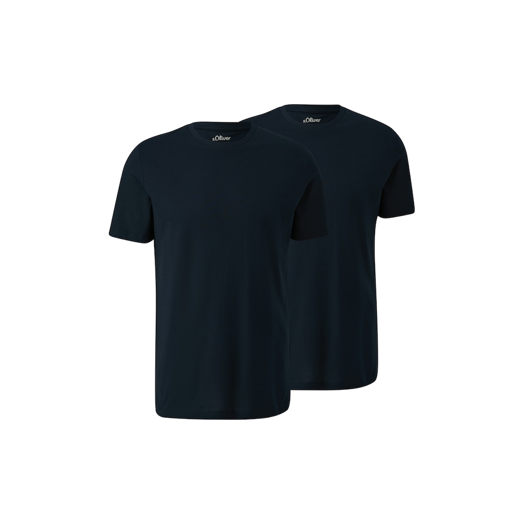 s.Oliver T-Shirt, (2 tlg.), unifarben - im Doppelpack
