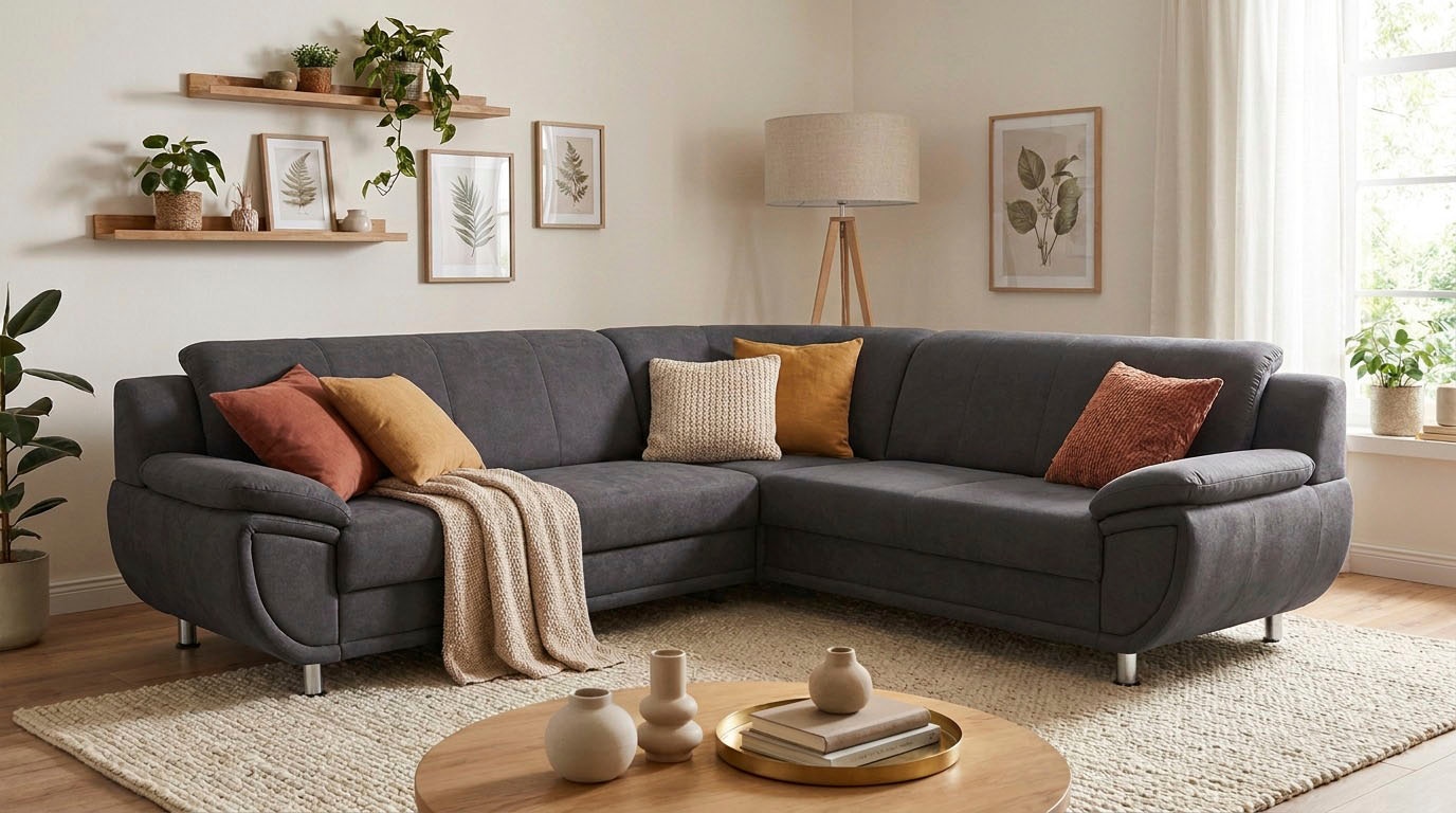 TRENDMANUFAKTUR Ecksofa »Ecksofa« L-Form, wahlw.mit Federkern, Füße chromfarben, Unser Dauertiefpreis