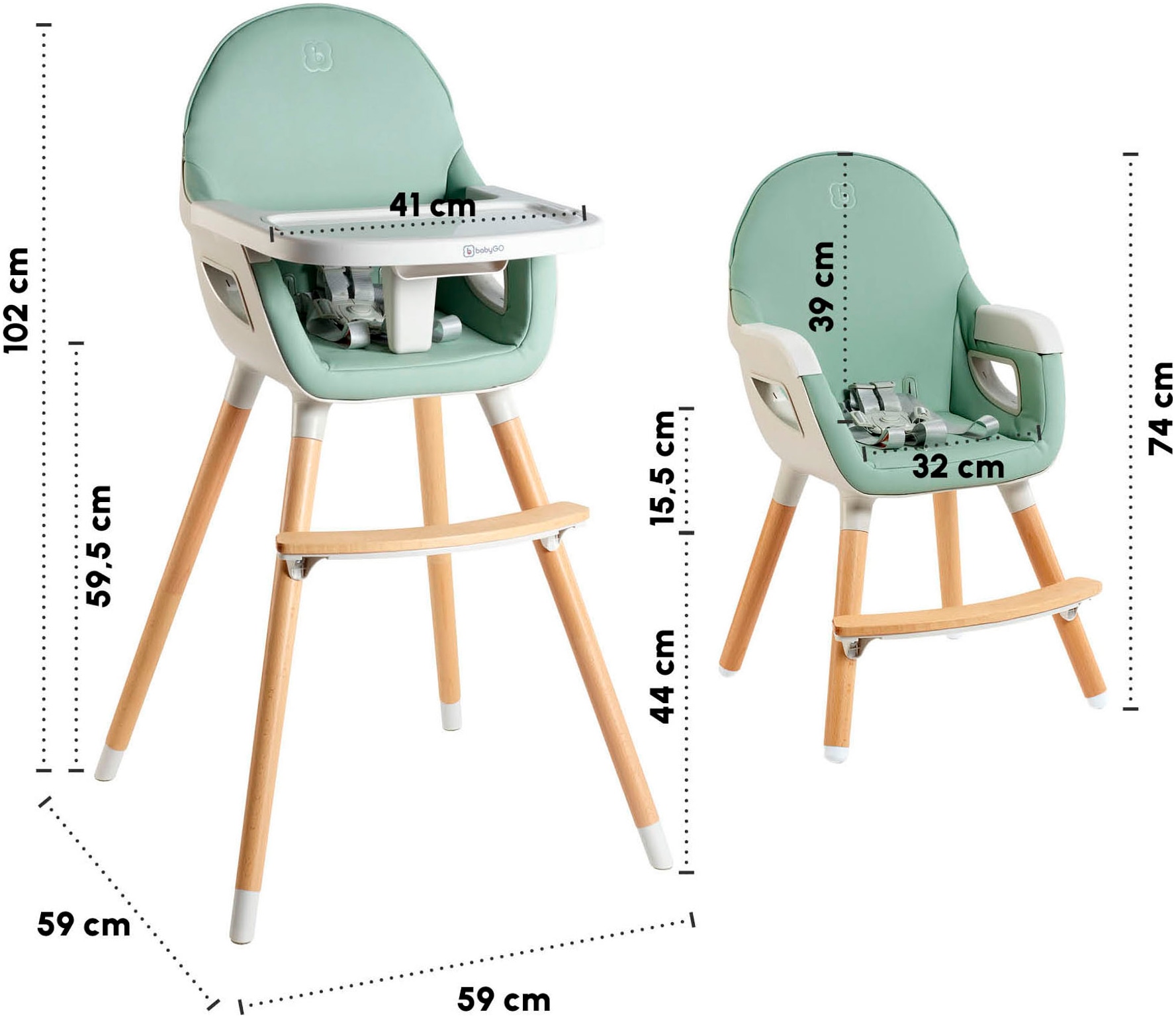 BabyGo Hochstuhl »Scandi - wood«