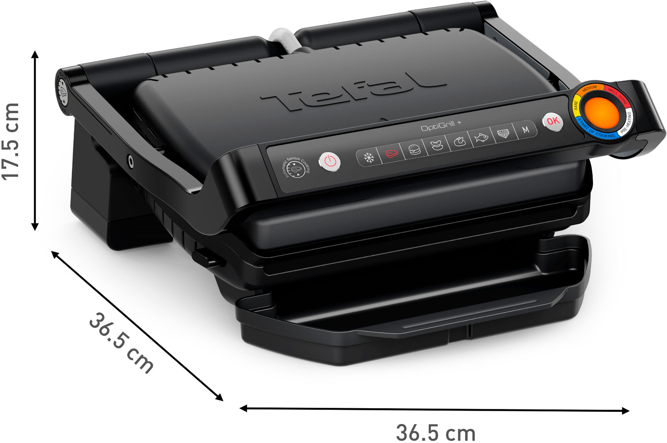 Tefal Kontaktgrill »GC717810 OptiGrill+«, 2000 W, erneuerte Kochstufenanzeige, 6 Automatikprogramme