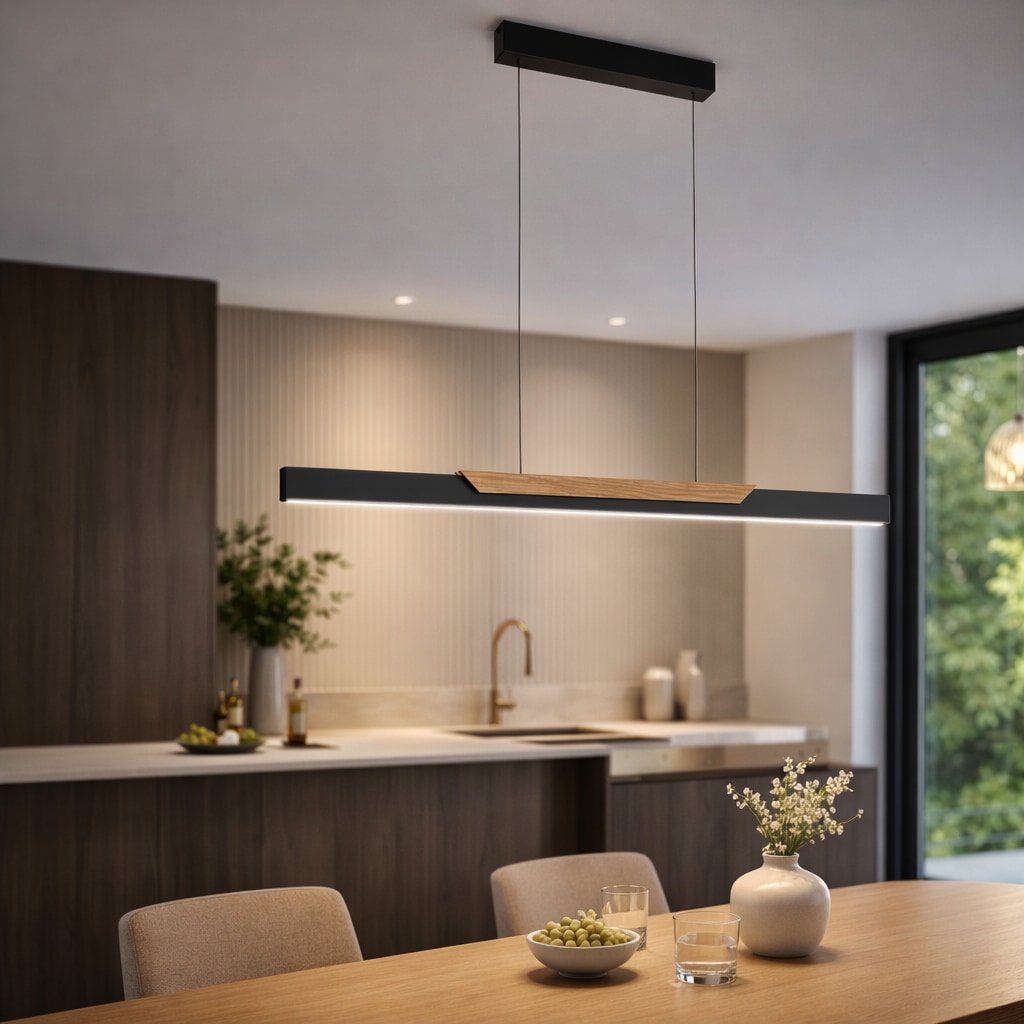 lumiCouture LED Pendelleuchte »Arcus« LED-Modul 1 Stk. Warmweiß 121 x 180 cm, 4500 Lumen, 2700 Kelvin, Holz/Metall, schwarz/braun