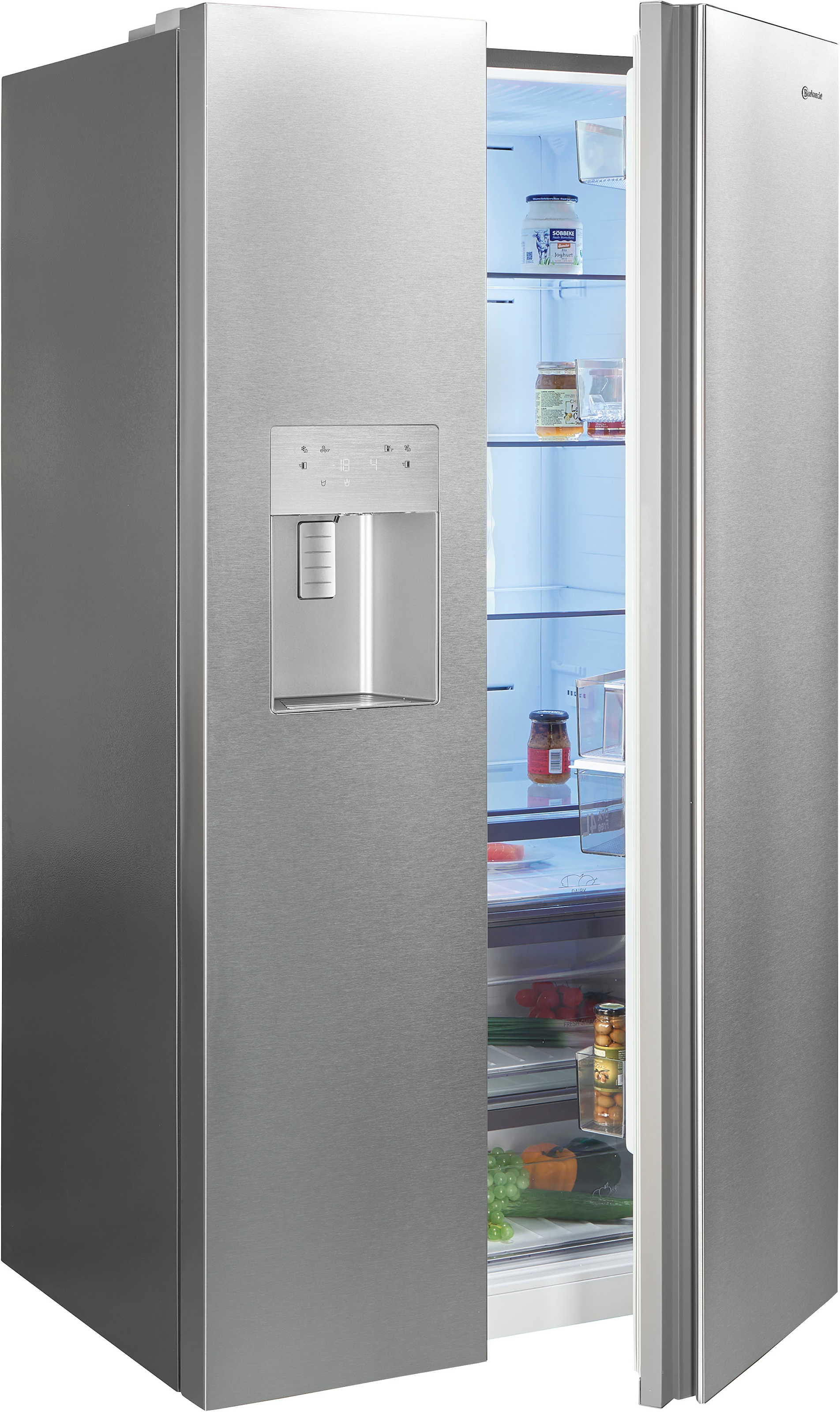 BAUKNECHT Side-by-Side »SBS IW D90 Pearl« 179 cm hoch 91 cm breit Wasser- und Eiswürfelspender – Wasser, Crushed Eis & Eis jederzeit