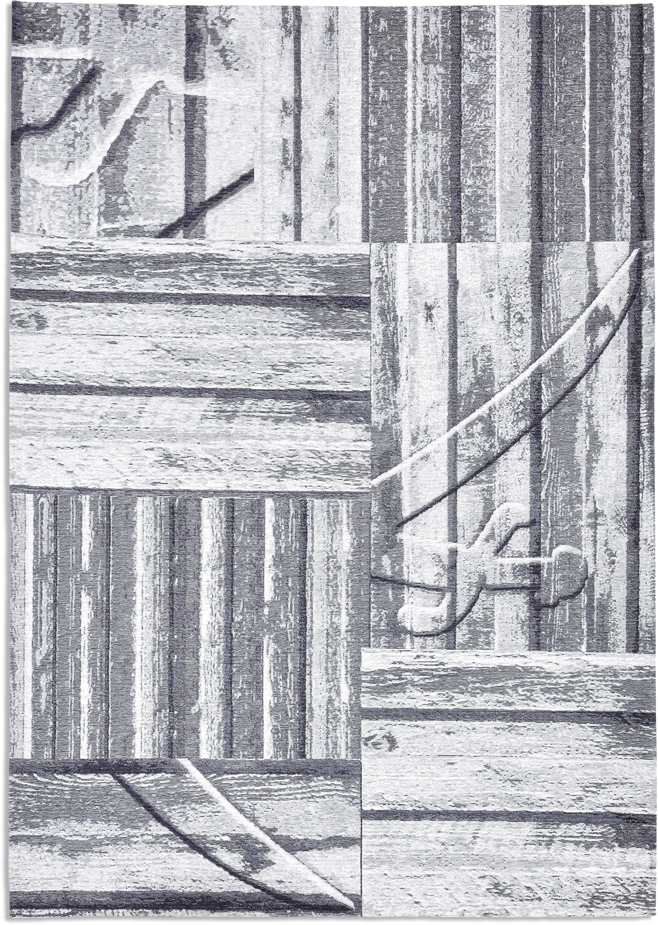 Sansibar Teppich »Keitum 010«, rechteckig, 3 mm Höhe, Flachgewebe, modernes Holz Design, Motiv, gekreuzte Säbel