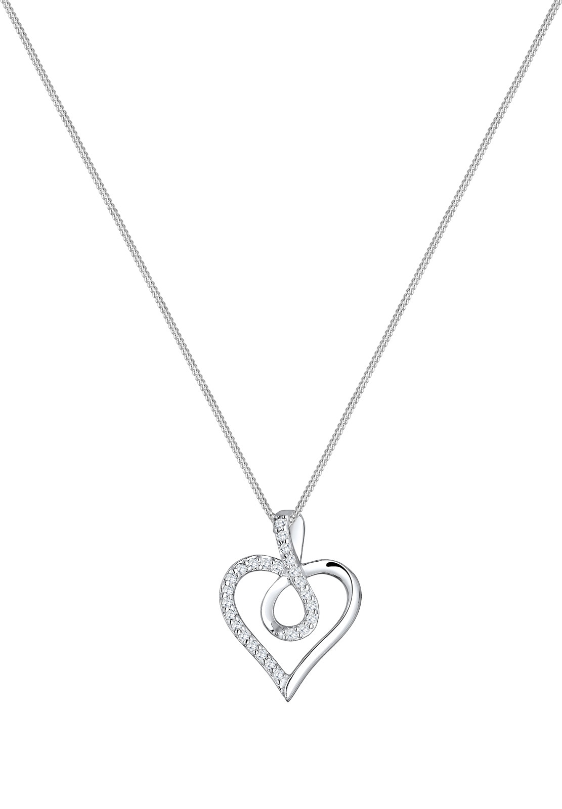 Elli Silberkette »Halskette Herz Zirkonia Weiß 925 Sterling Silber«