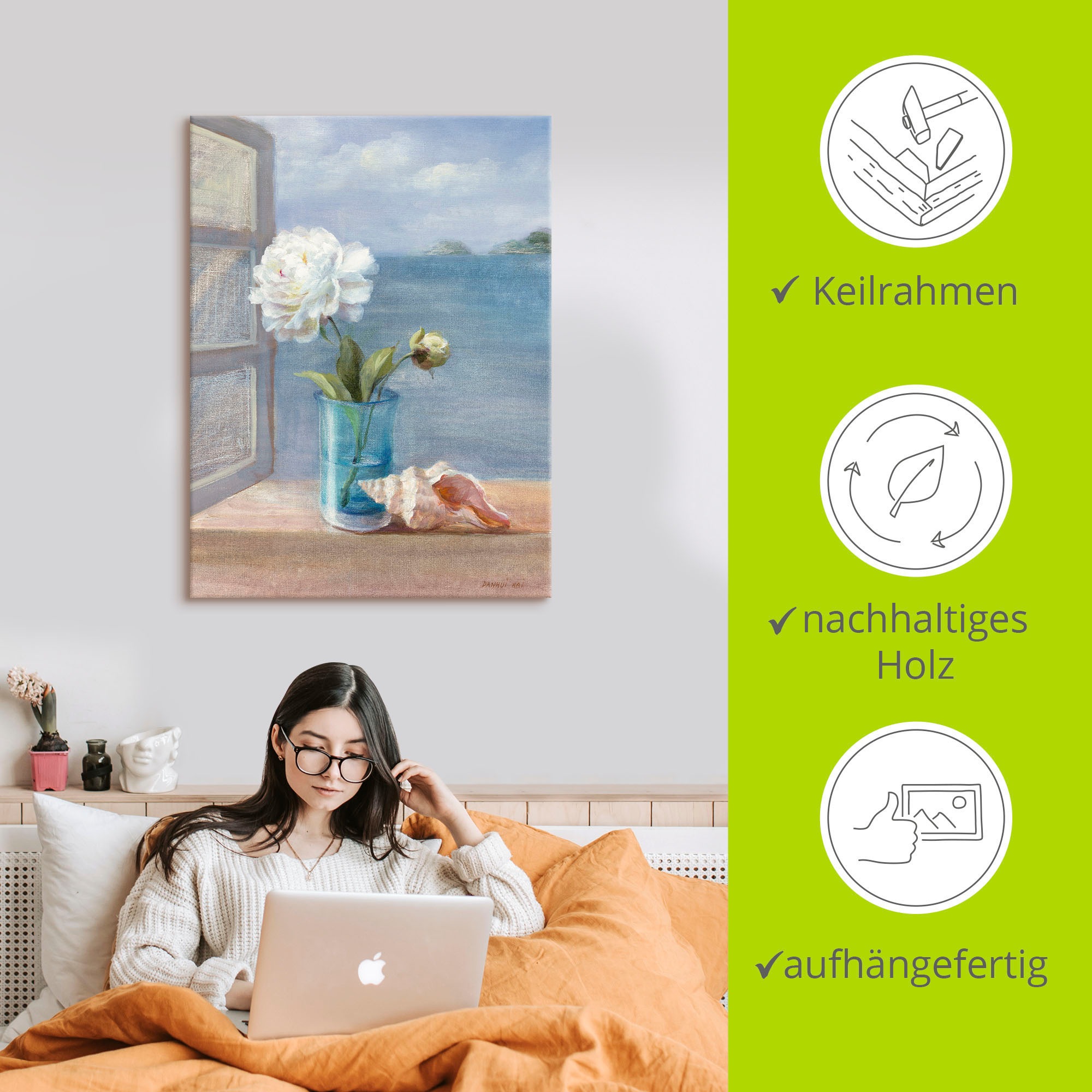 Artland Leinwandbild »Küsten Blumen I«, Arrangements, (1 St.), auf Keilrahmen gespannt