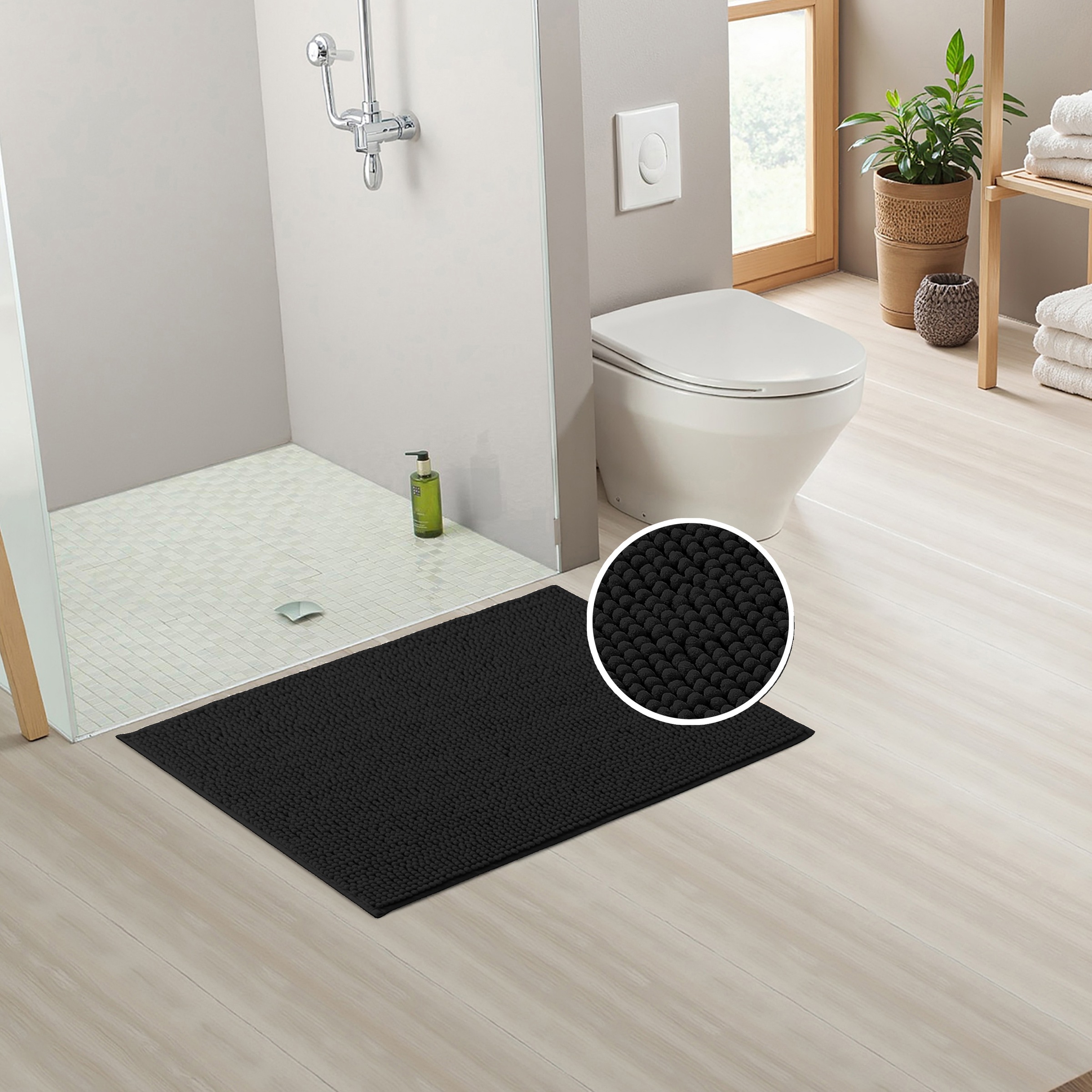 my home Badematte »Vanessa Chenille, Badvorleger, Badezimmer Teppich, Duschvorleger«, strapazierfähig-fußbodenheizungsgeeignet-schnell trocknend, Uni Farben, besonders weich
