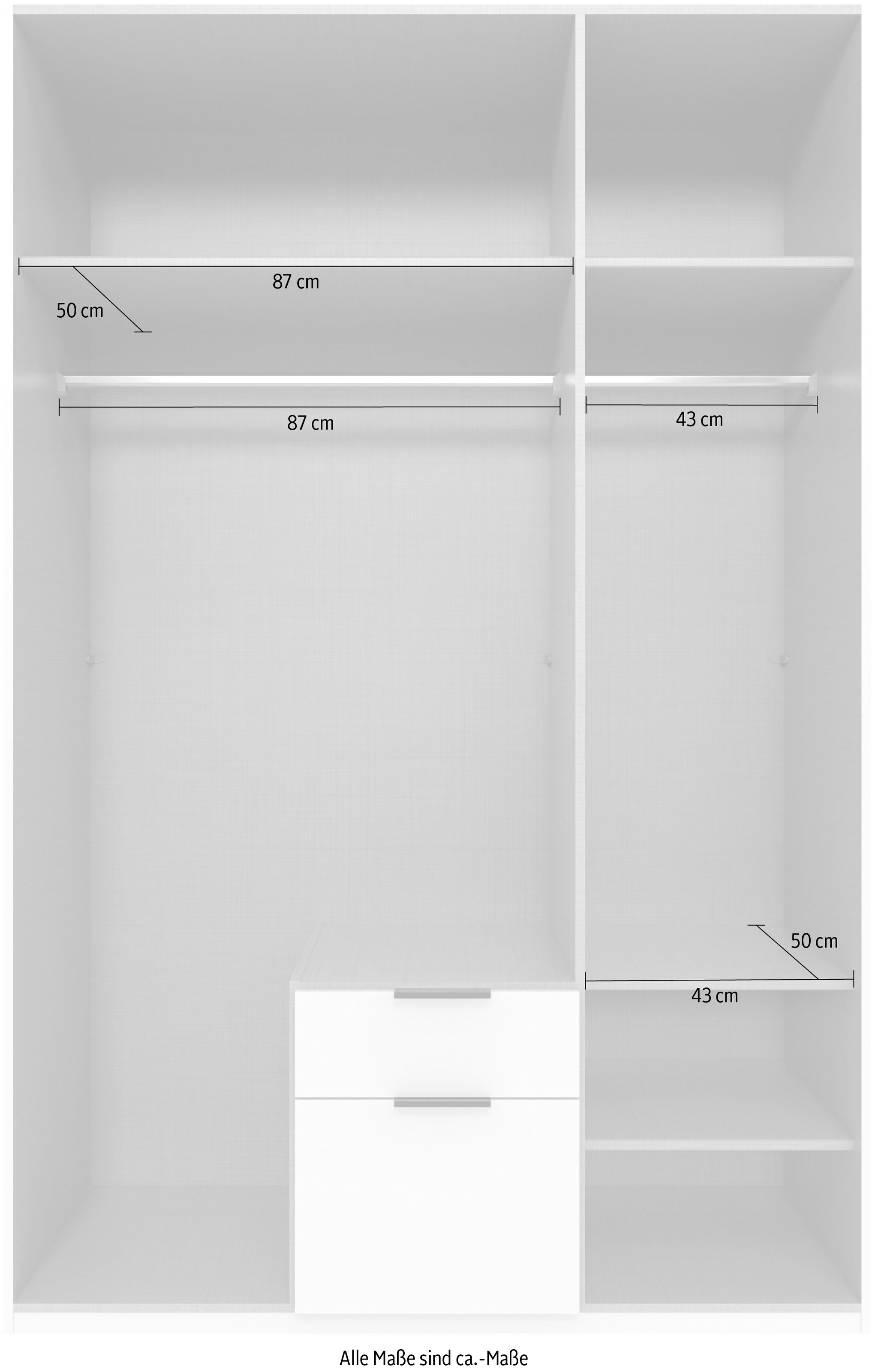 Wimex Drehtürenschrank »Mugano, 135 oder 180cm breit, 208 oder 236cm hoch, Made in Germany«, (mit langen Griffstangen aus Metall), wahlweise mit oder ohne Spiegel, mit Schubladen