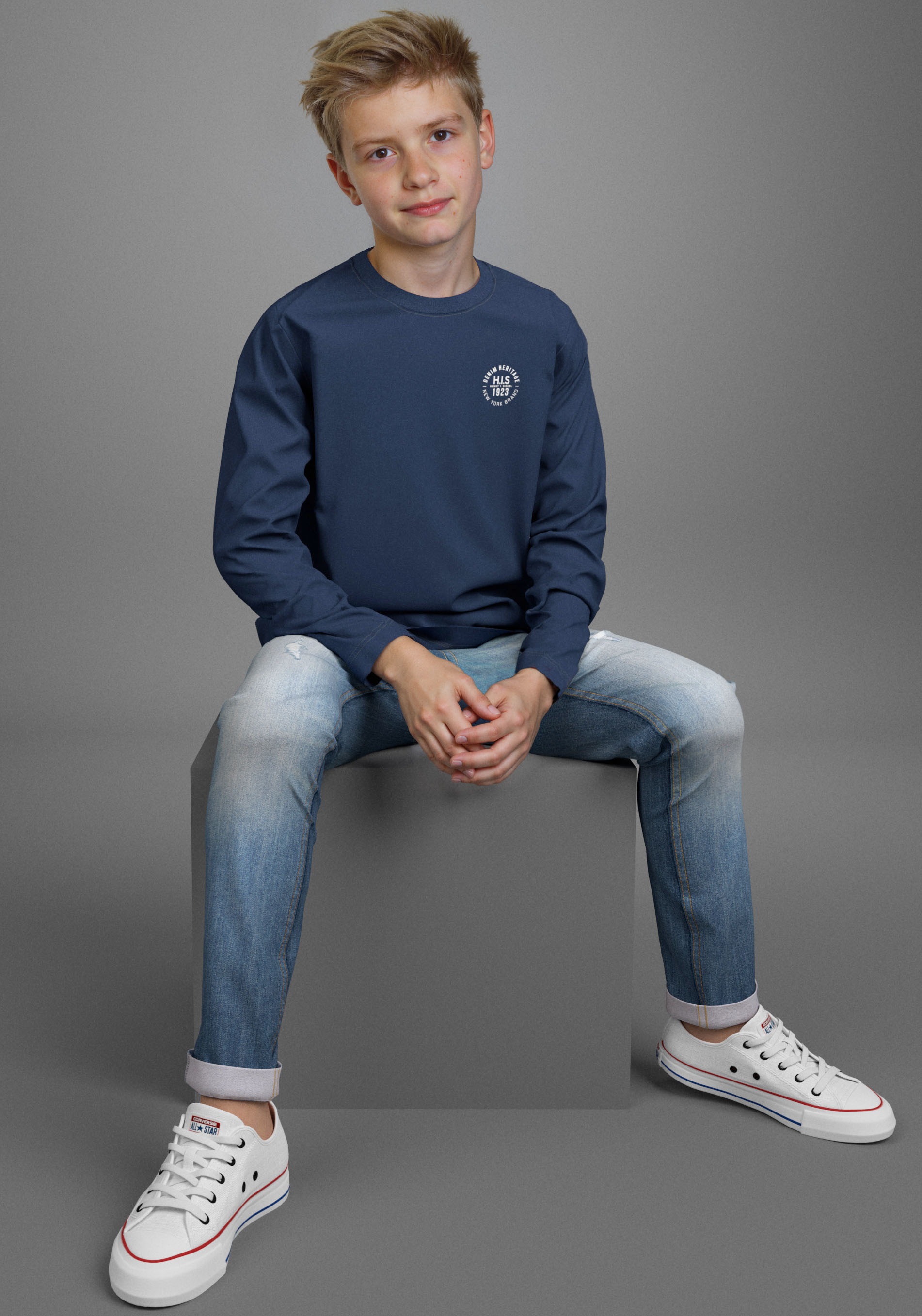 H.I.S Langarmshirt »2er Pack Shirts mit Logoprint«, (Packung, 2 tlg., 2), NEU: H.I.S für TEENS! 2er Pack Shirts
