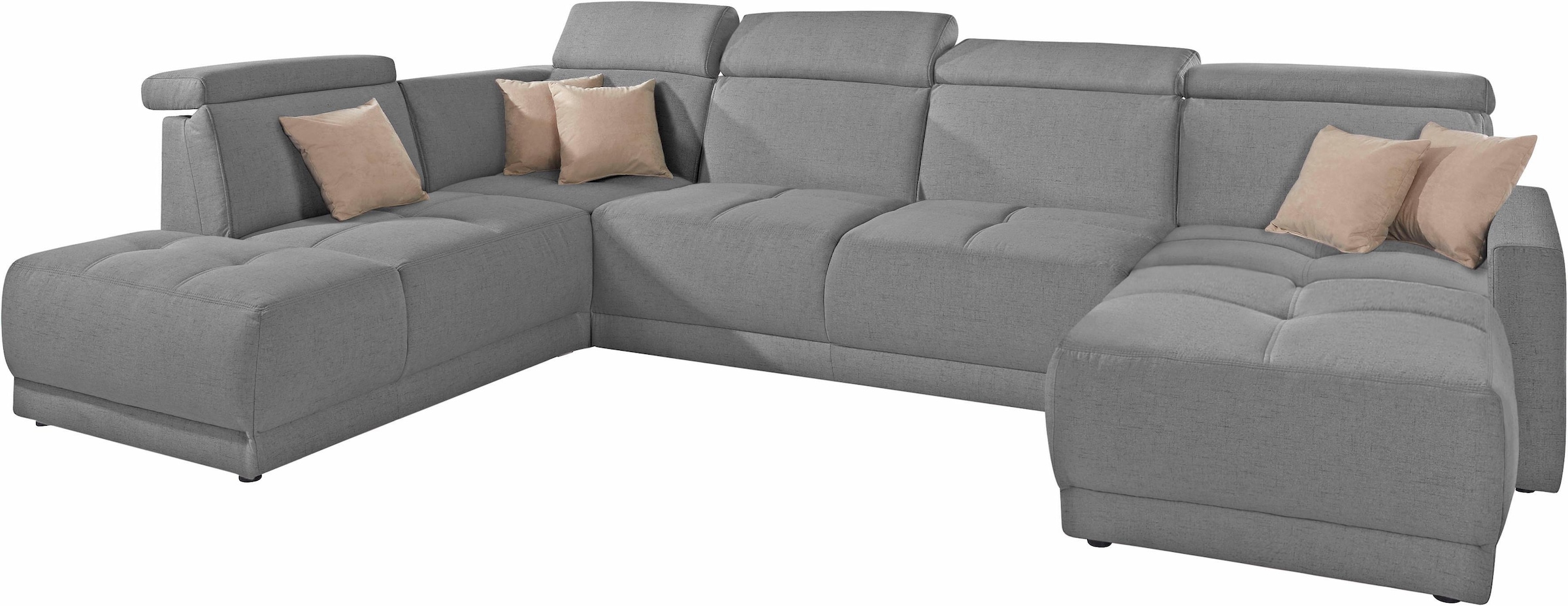 DOMO collection Wohnlandschaft »Ava moderne Sitzheftung mit toller Doppelnaht, komfortabel, U-Form«, mit Federkern, wahlweise mit Kopfteilverstellungen