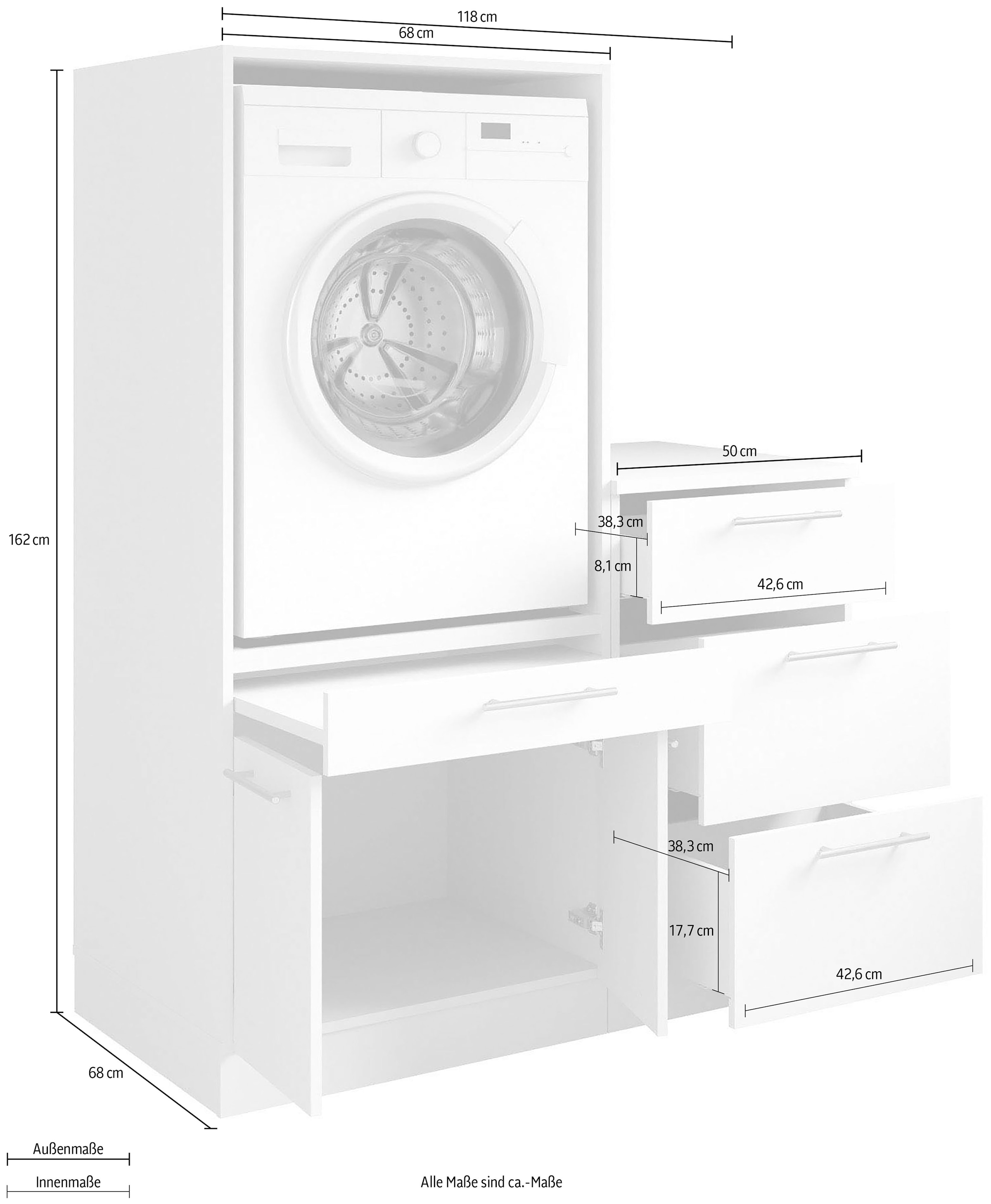 Laundreezy Mehrzweckschrank-Set »Laundreezy, 2-tlg. Mehrzweckschrank-Set B/H/T 118/162/68 cm« 2 Stk. tlg.