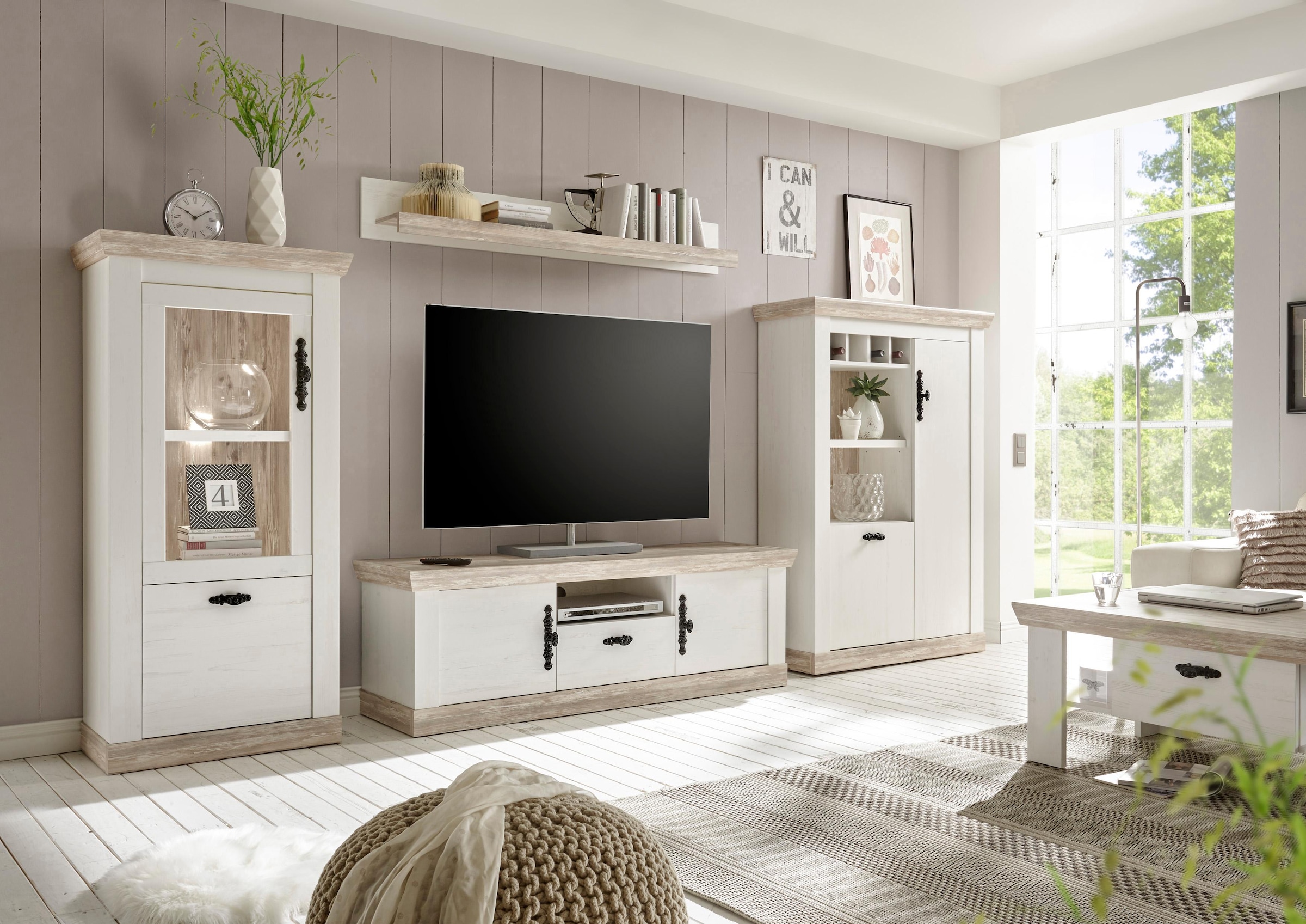 Home affaire Vitrine »Florenz« im romantischen Landhaus-Look, Höhe 146 cm