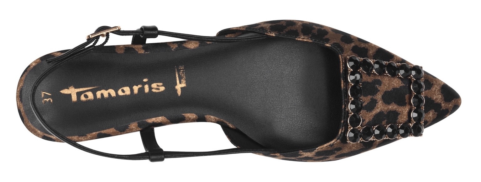 Tamaris Slingpumps  , Blockabsatz, Sommerschuh mit schickem Schmuckelement