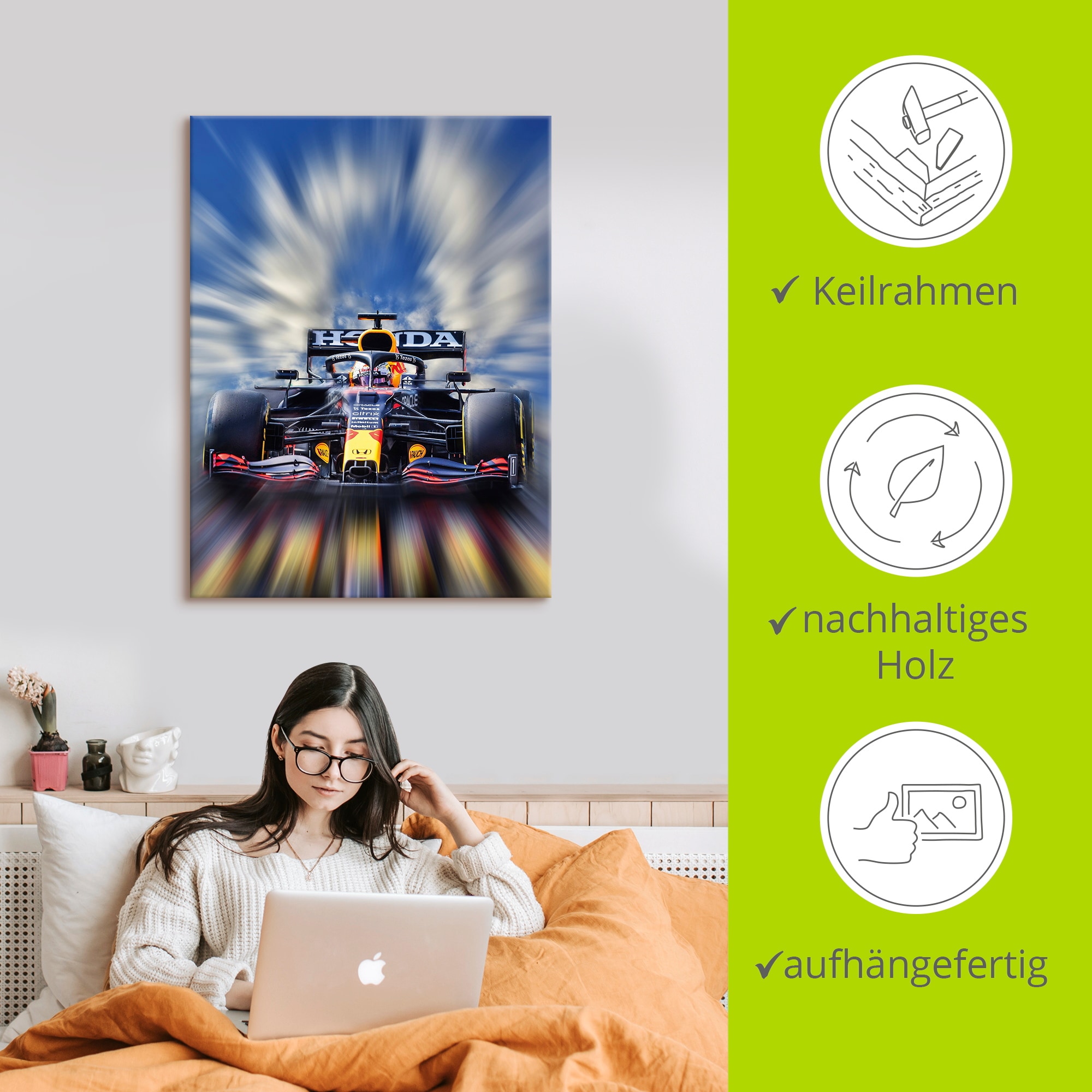 Artland Wandbild »Max Verstappen - Weltmeister der Formel1«, Auto, (1 St.), als Alubild, Outdoorbild, Leinwandbild, Poster, Wandaufkleber