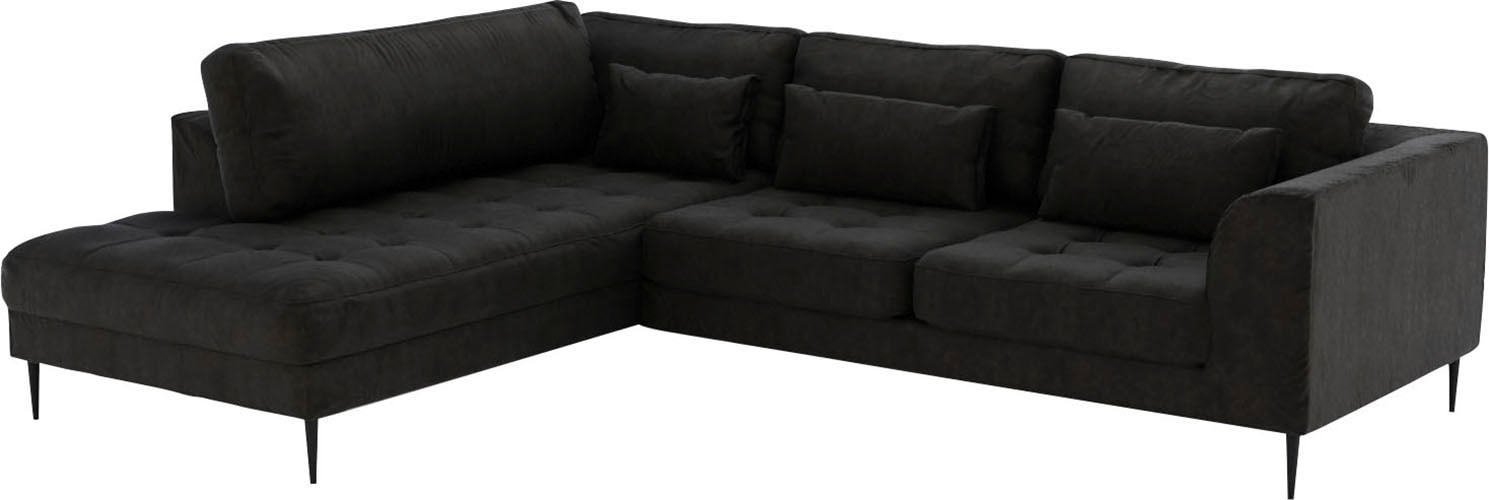 TRENDMANUFAKTUR Ecksofa »Luzi, wahlweise mit Schlaffunktion und Bettkasten, gemütlich, L-Form«, Designsofa mit Ottomane, Metallfüße schwarz, Breite 264 cm