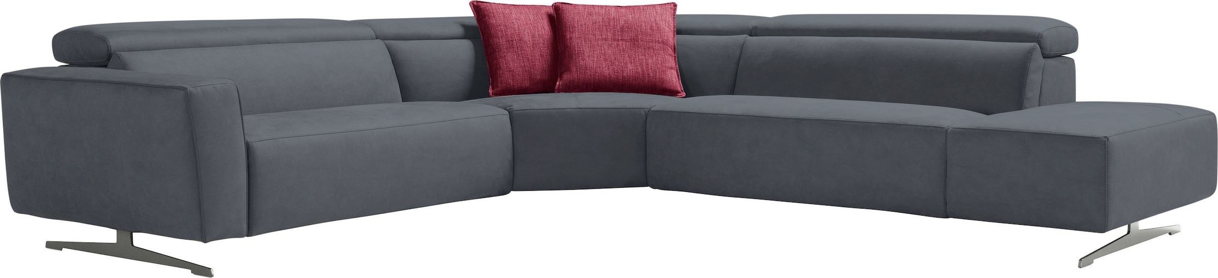 Egoitaliano Ecksofa »Stefanie-e, Designsofa der Extraklasse, bequem mit hohem Sitzkomfort«, mit Relaxfunktion und verstellbaren Kopfteilelementen