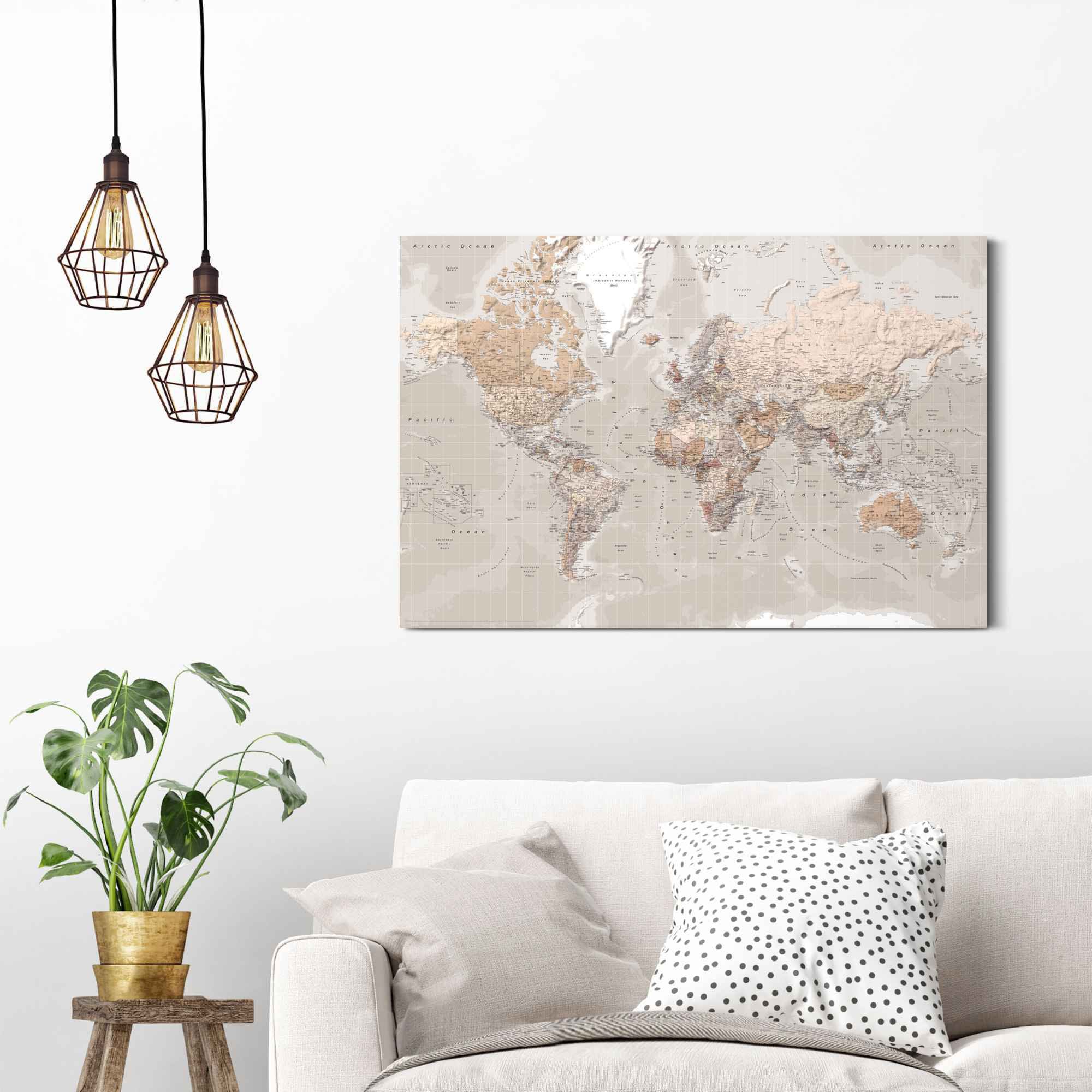 - Detailliert«, Rechnung Natürlicher Wandbild Farbton Weltkarte, auf kaufen St.) Erdfarben (1 Weltkarte Reinders! »Wandbild -